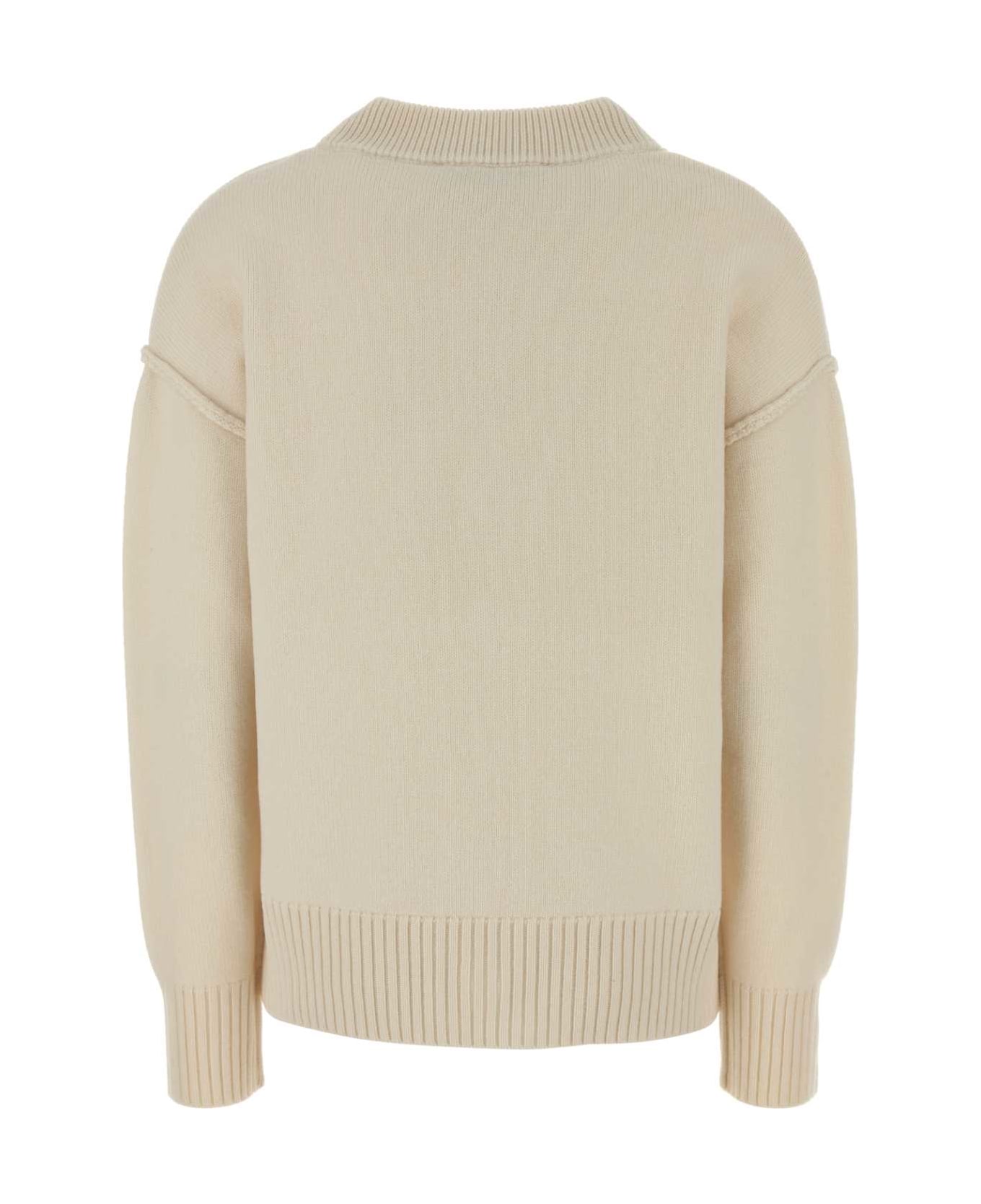 Ami Alexandre Mattiussi Ivory Wool Cardigan - OFFWHITEBLACK