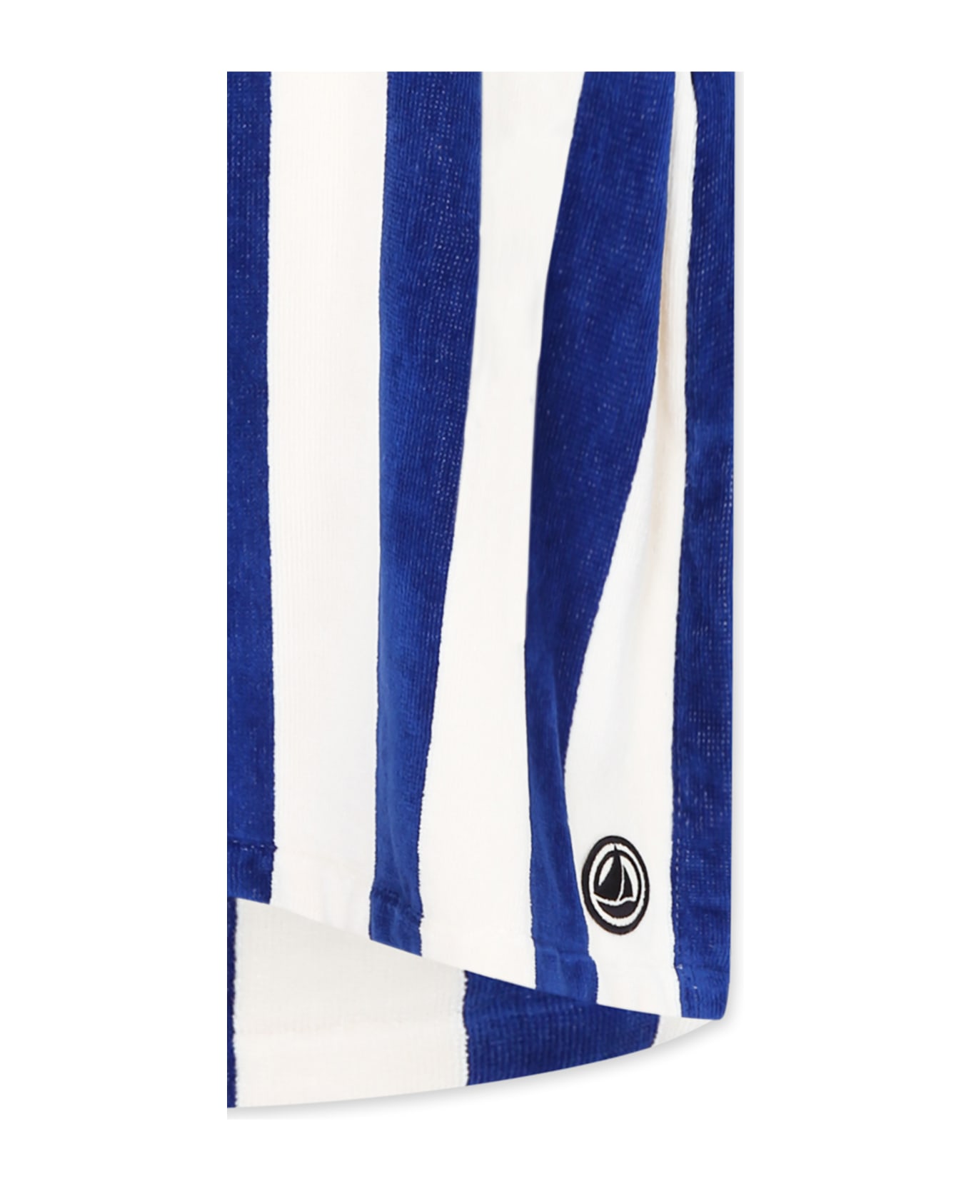 Petit Bateau Blue Bathrobe For Kids With Logo - Blue