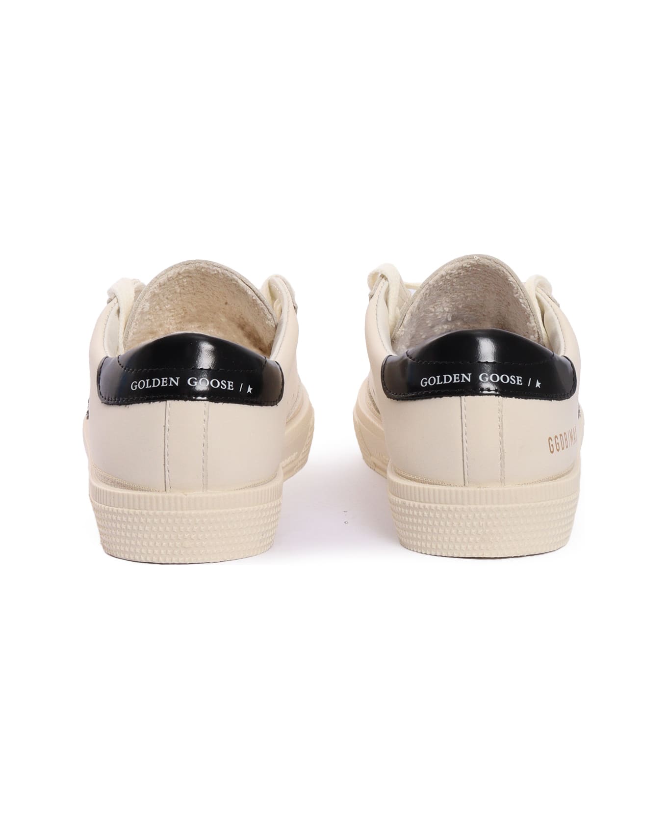 Golden Goose May Leather Upper Toe And Heel Glitter Star Signature Foxing Sneakers - WHITE