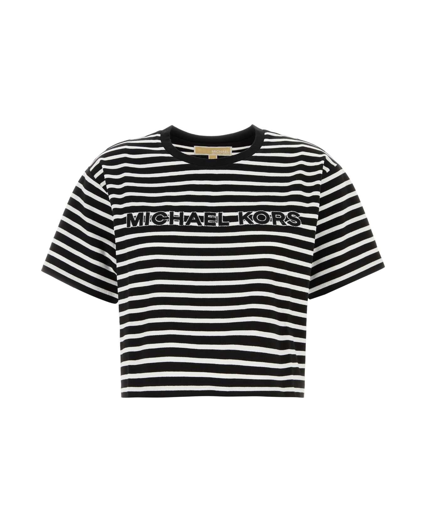 Michael Kors Embroidered Cotton T-shirt - BLACK
