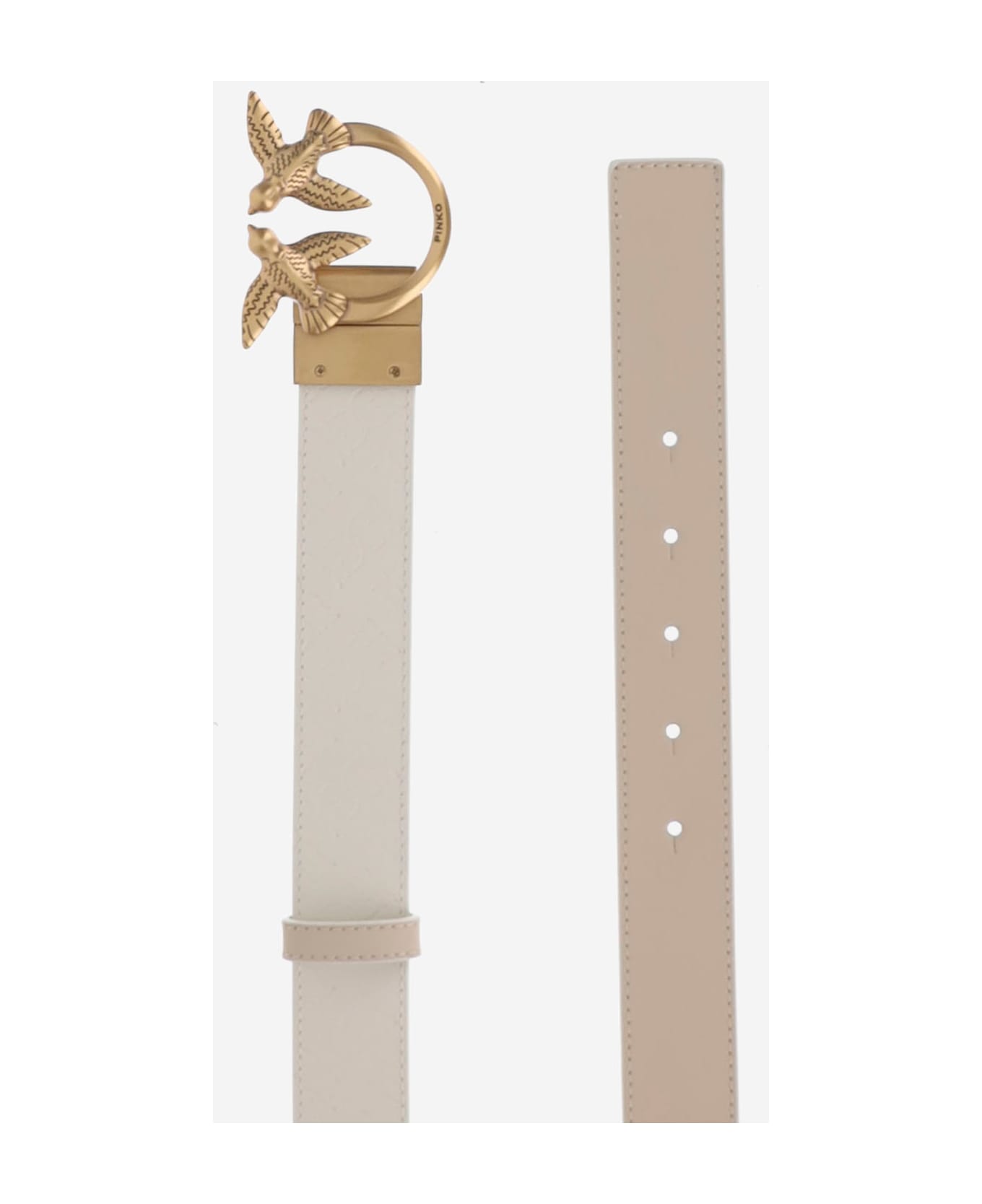 Pinko Leather Belt With Logo - White
