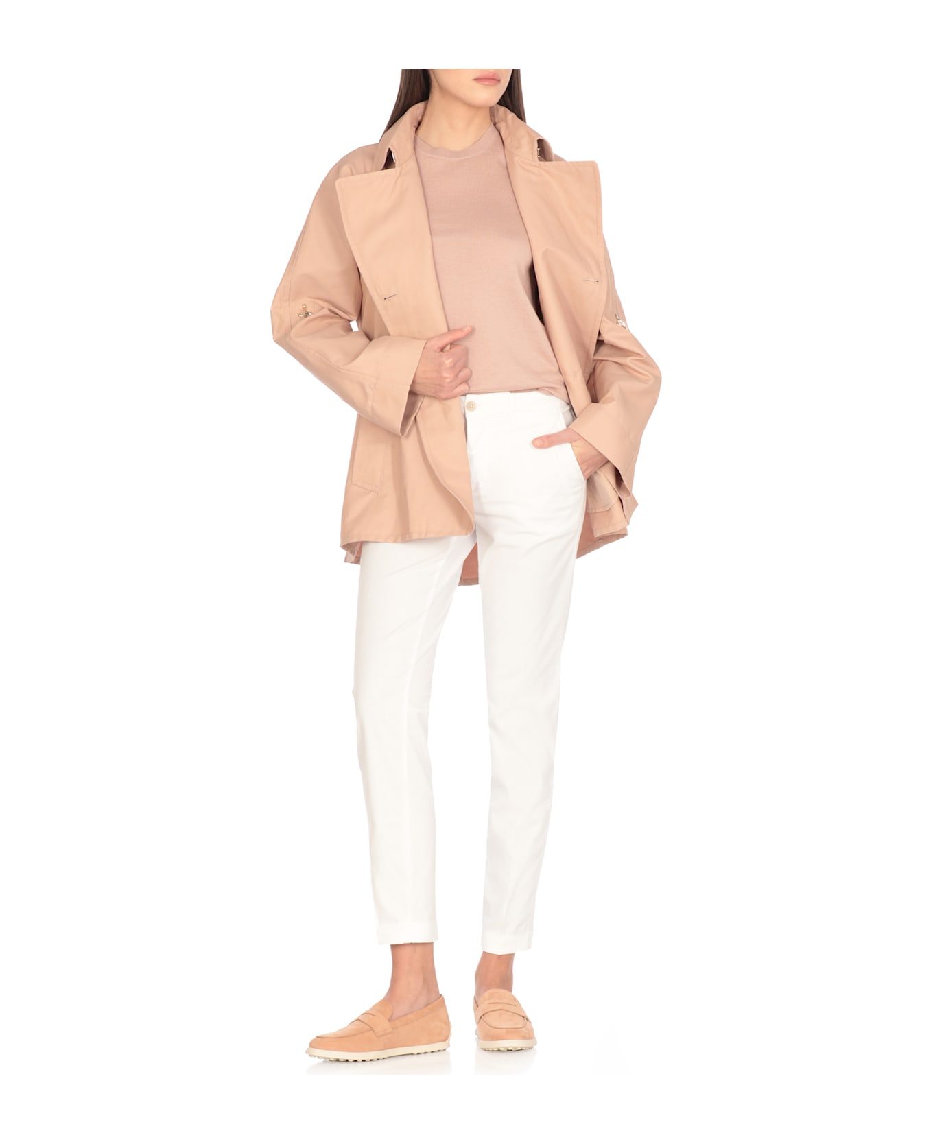 Fay Short Cotton And Linen Trench Coat - Pink