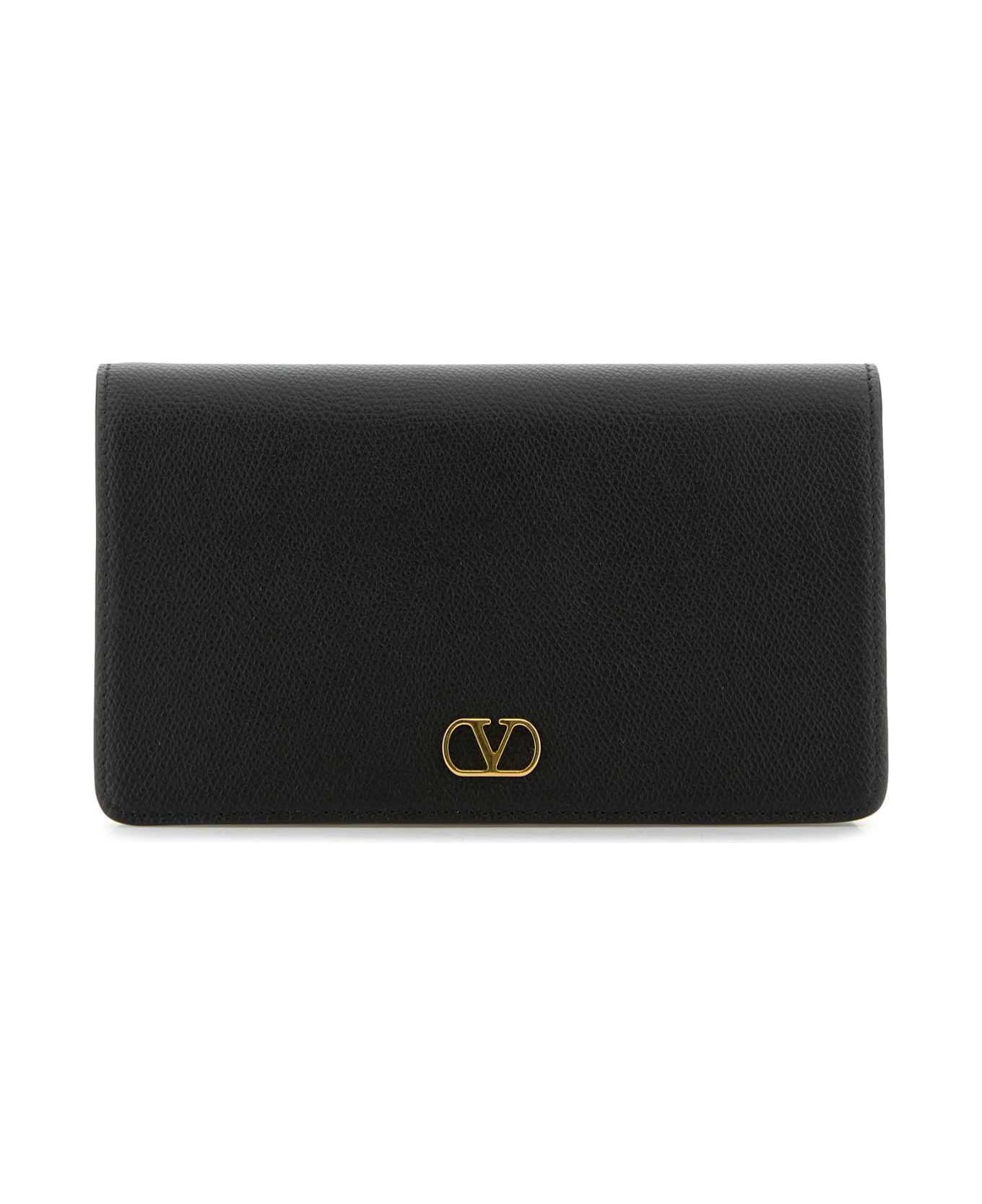 Valentino Garavani Black Leather Vlogo Signature Clutch - NERO