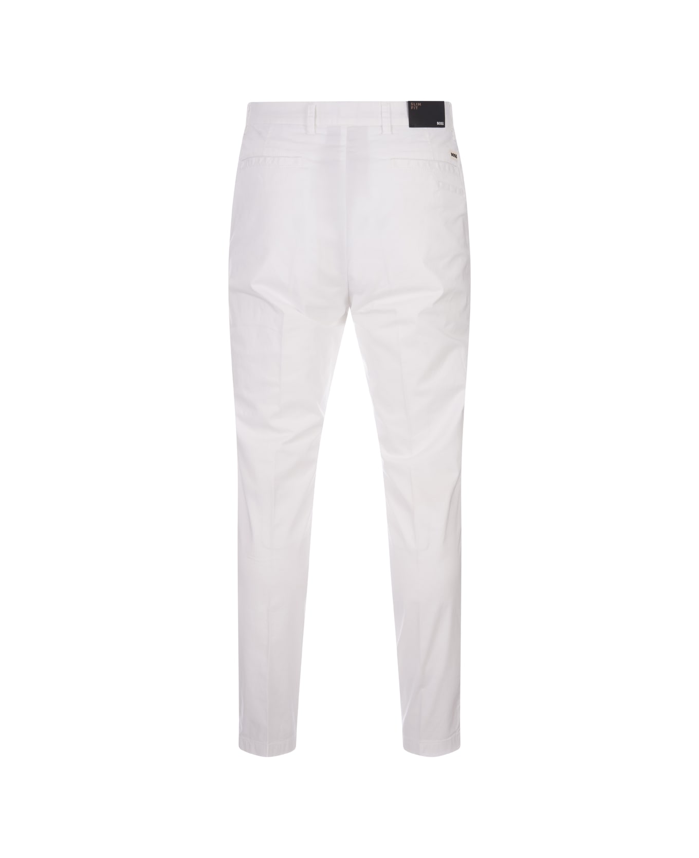 Hugo Boss Slim Fit Chino Trousers In White Stretch Gabardine - White