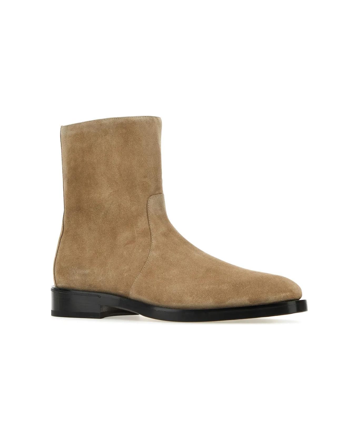 Ferragamo Cappuccino Suede Gerald Ankle Boots - BEIGE
