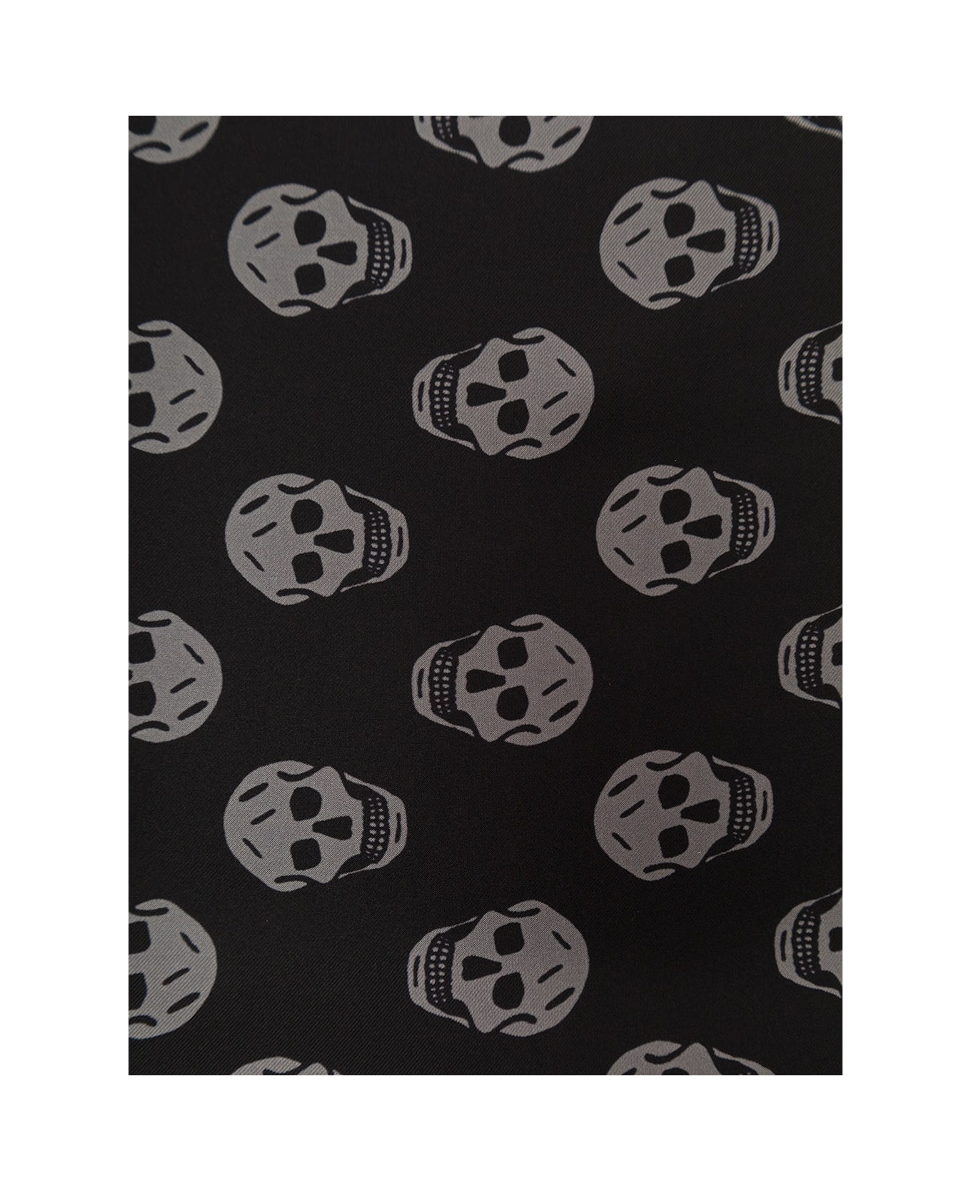 Alexander McQueen Black Scarf With Logo Print And Skull Motif All-over In Silk - Black
