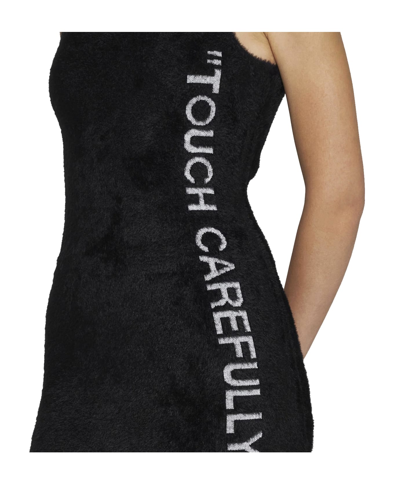 Off-White "touch Carefully" Mini Dress - Black