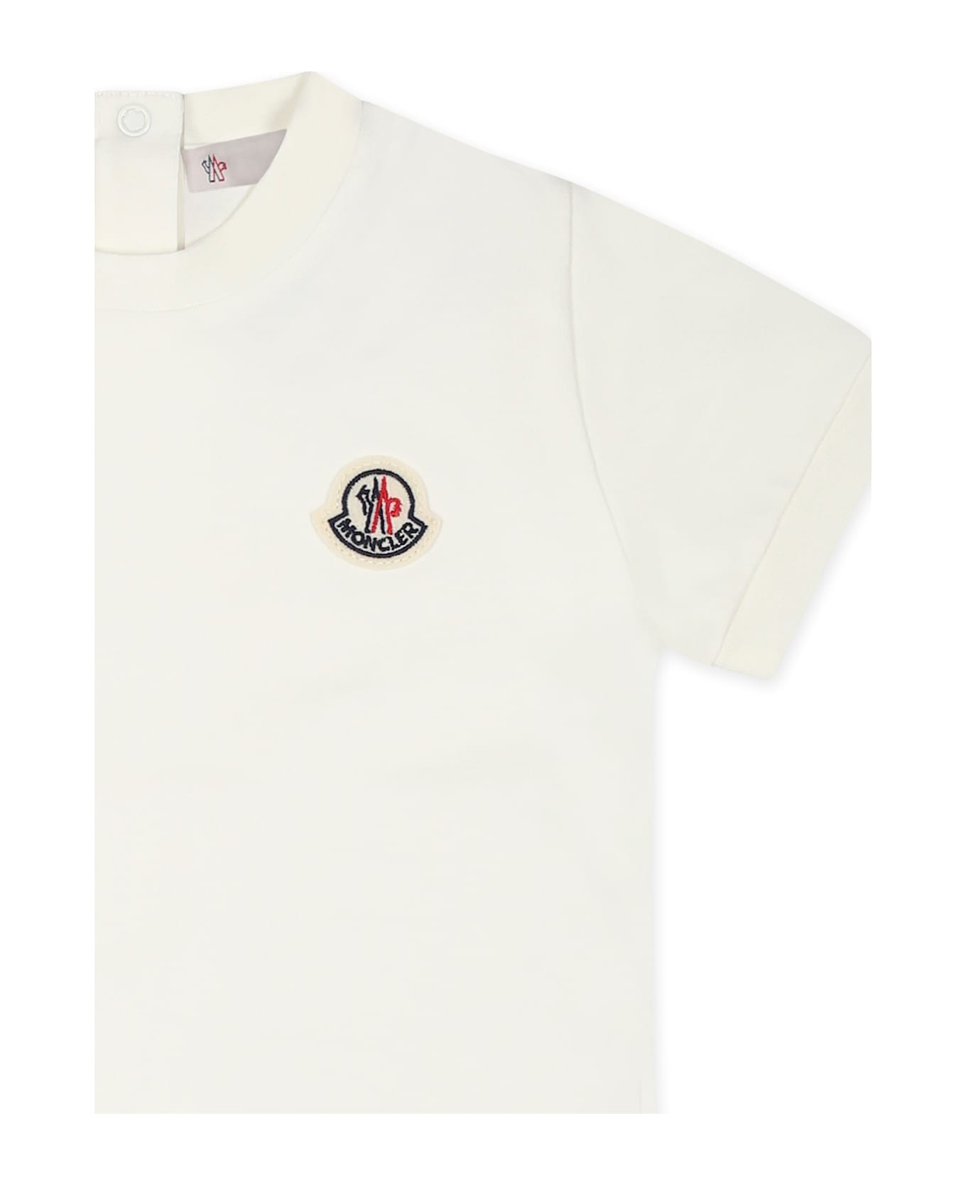 Moncler White Dress For Baby Girl With Logo - White