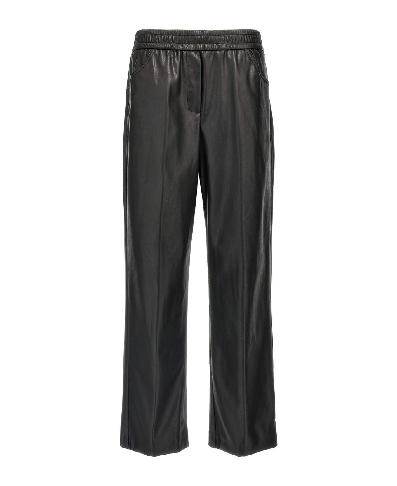 (nude) Faux Leather Trousers - Black  