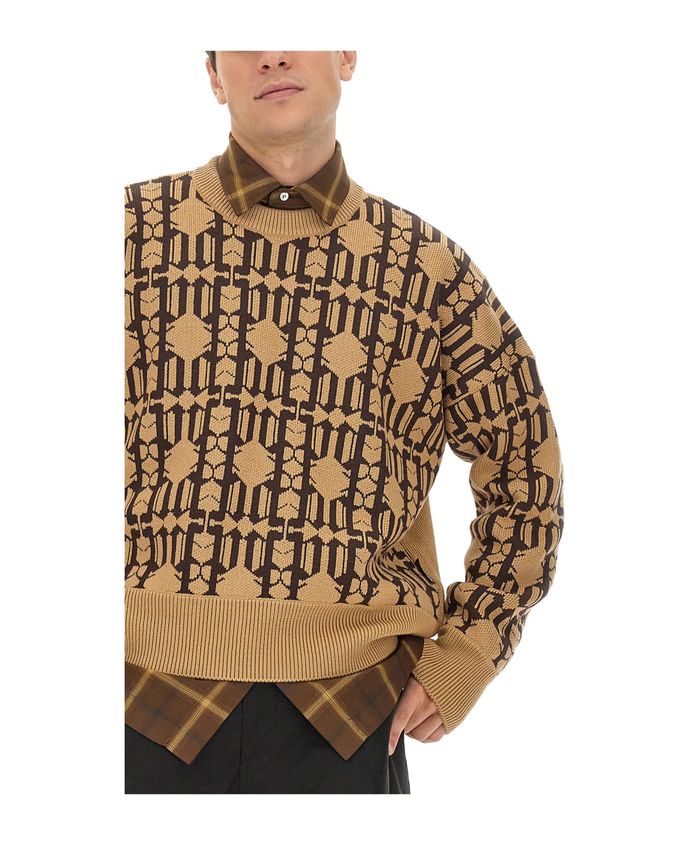 Palm Angels Jacquard Sweater - Beige ニットウェア