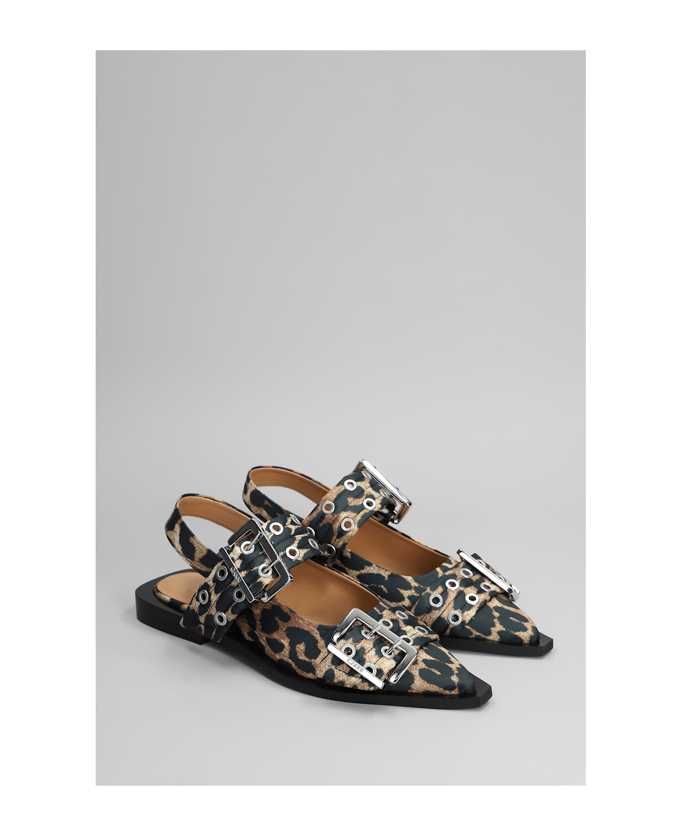 Ganni Ballet Flats In Animalier Polyester - Animalier