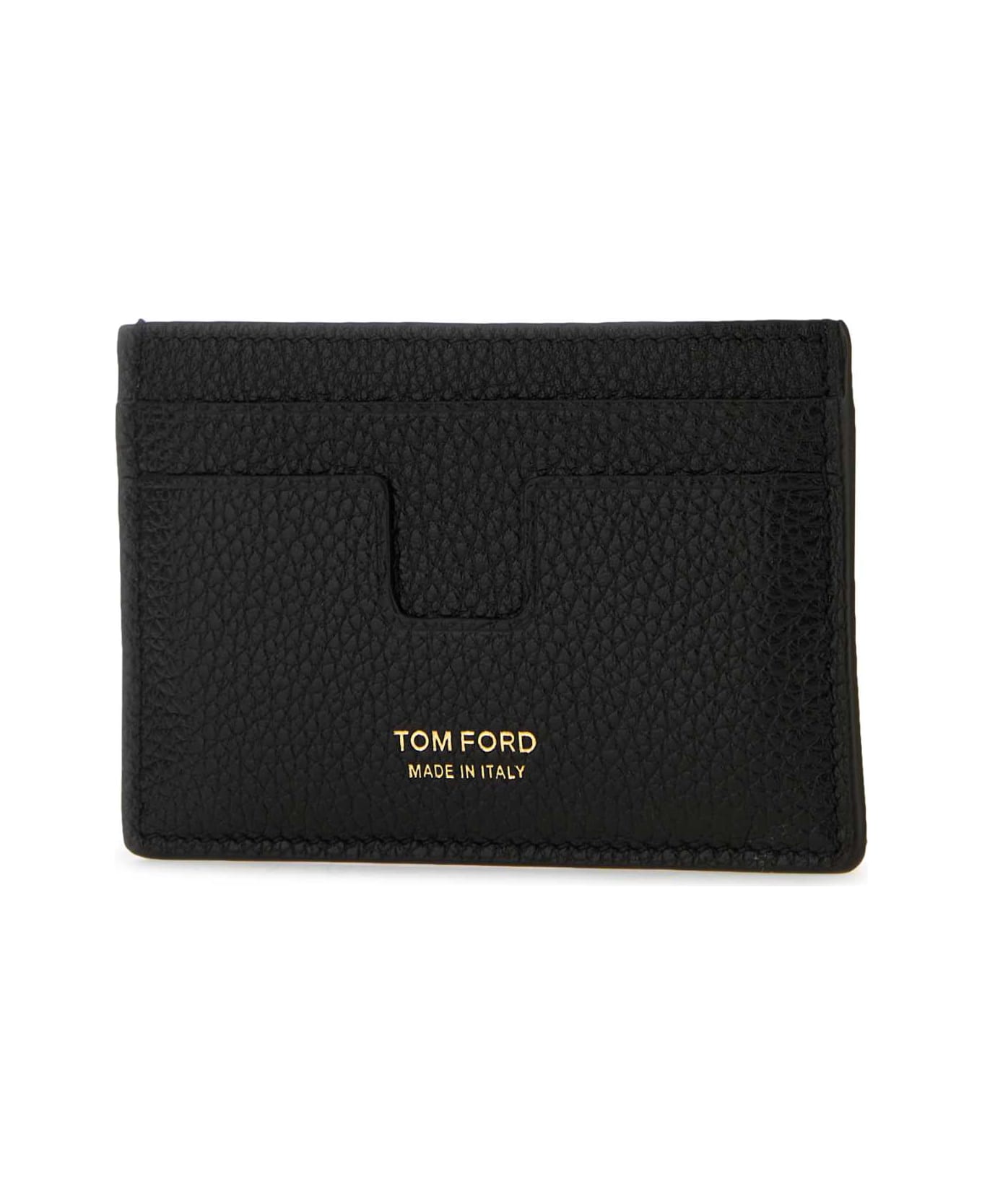 Tom Ford Black Leather Card Holder - BLACK