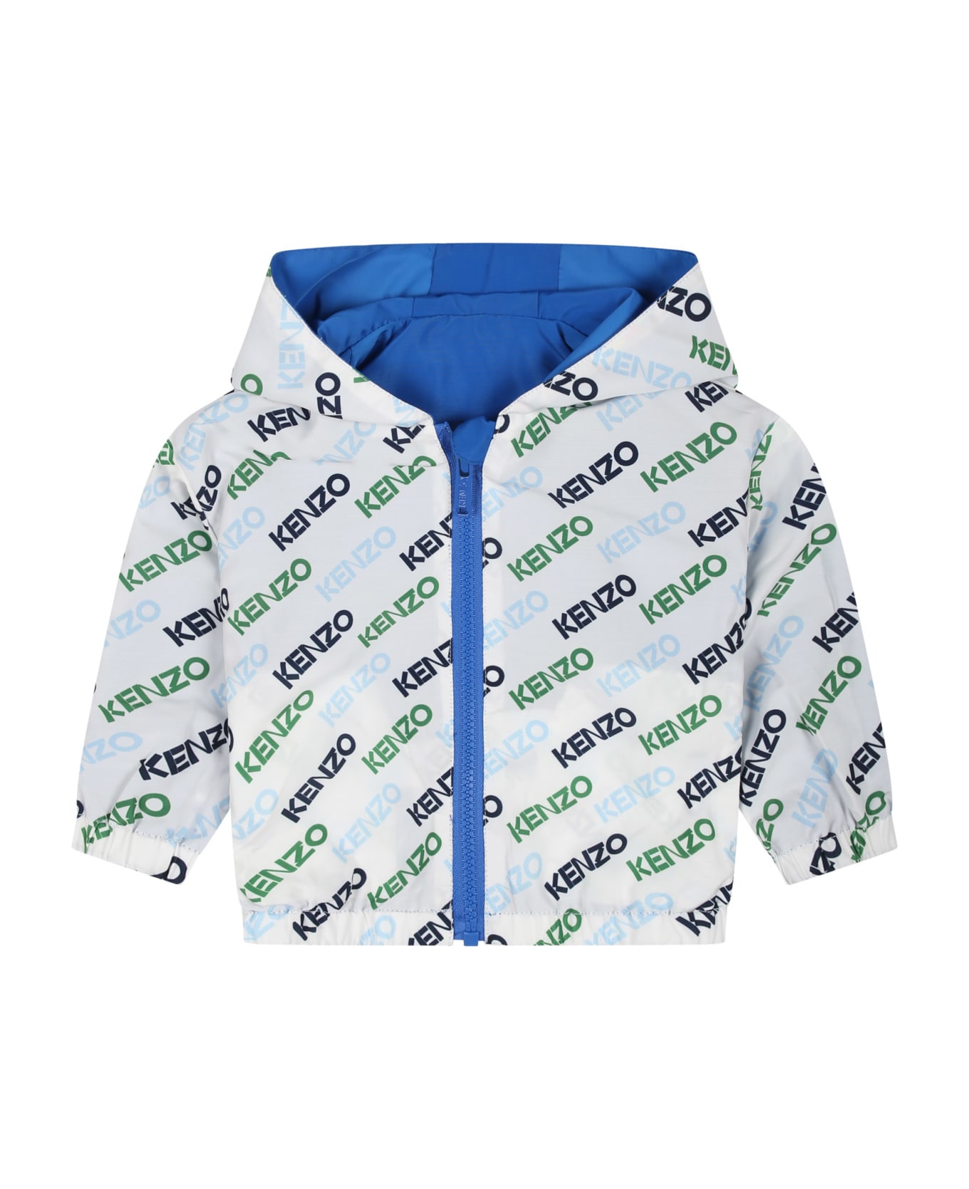 Kenzo Kids Reversible Windbreaker For Baby Boy With Logo - Blu