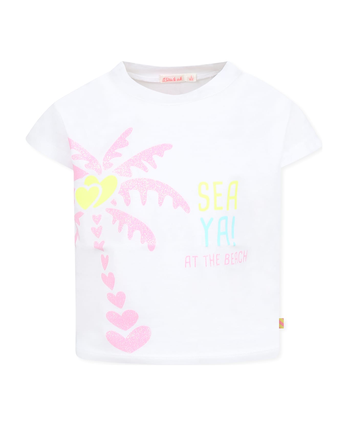 Billieblush White T-shirt For Girl With Palm Tree - White