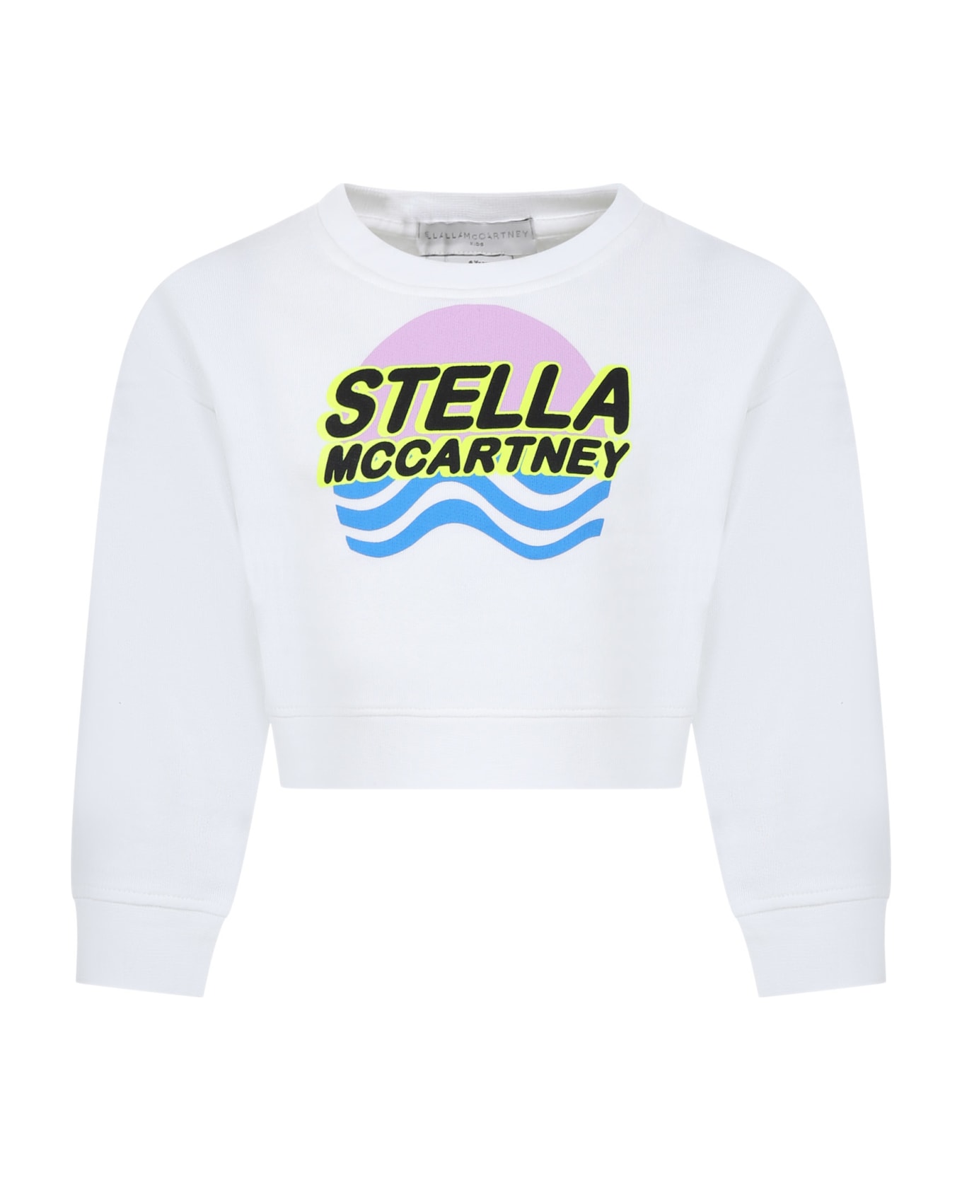 Stella McCartney Kids White Sweatshirt For Girl With Multicolor Logo - White ニットウェア＆スウェットシャツ