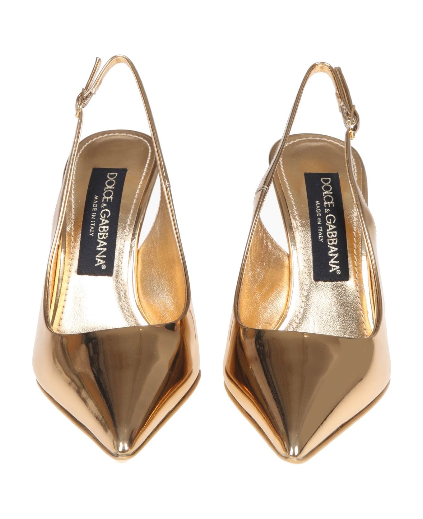 Dolce & Gabbana Slingback In Gold Mirror Leather - Light gold ハイヒール