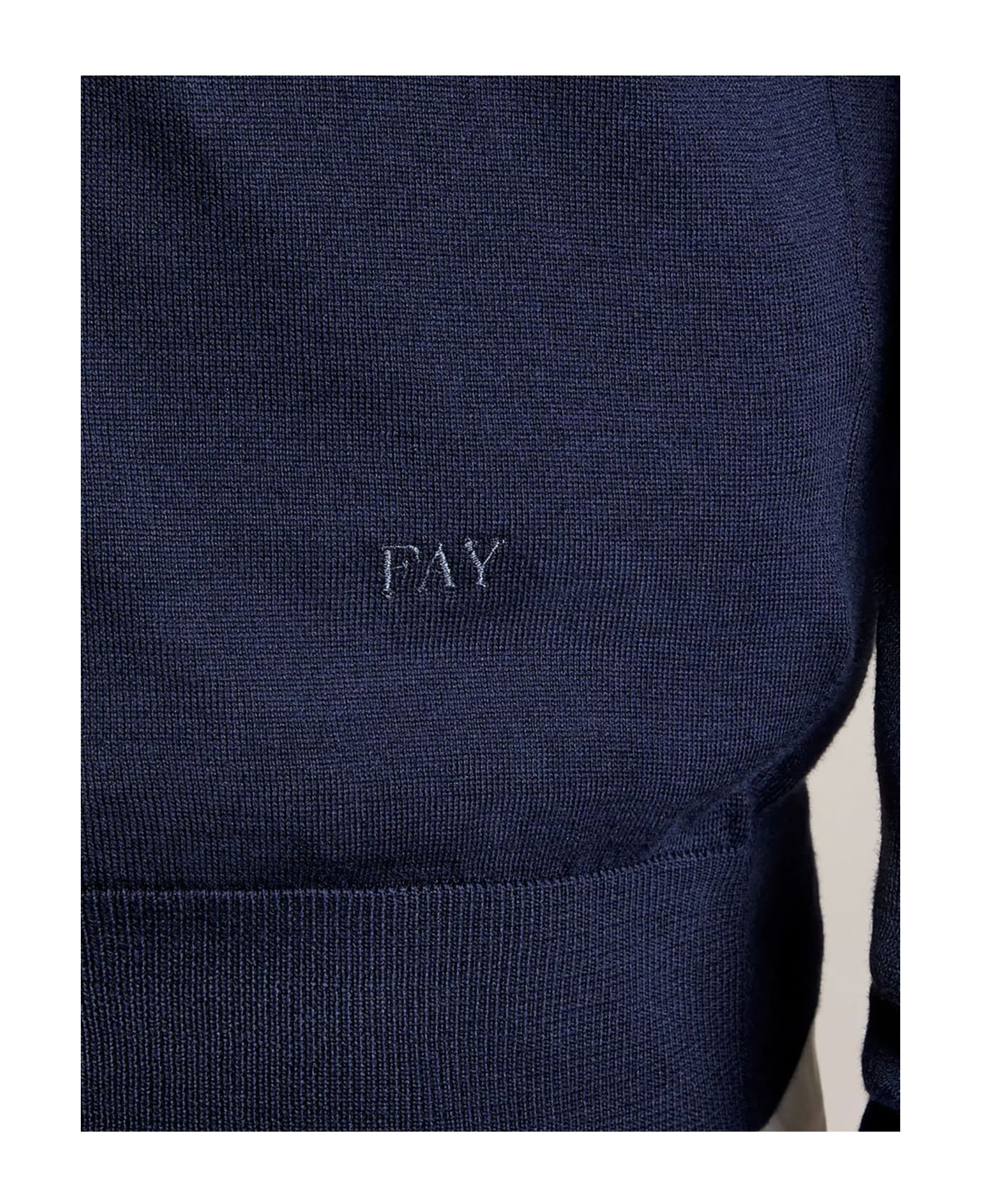 Fay Navy Blue Silk-cotton Blend Jumper - Blue ニットウェア