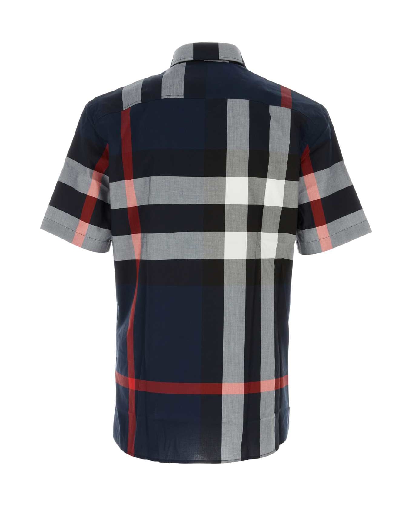 Burberry Embroidered Poplin Shirt - NAVYIPCHECK
