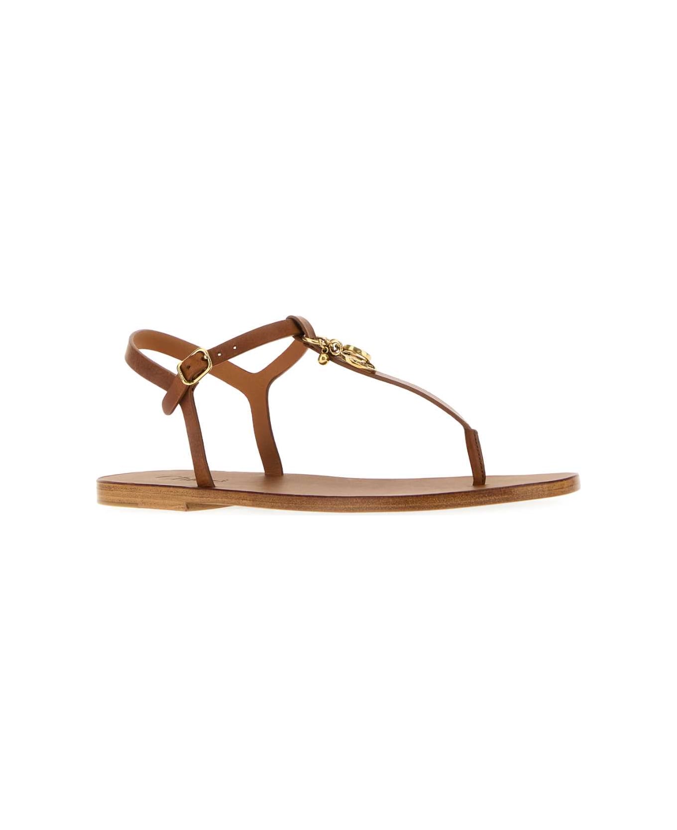 Chloé Caramel Leather Chloã© Charms Thong Sandals - GINGERBROWN