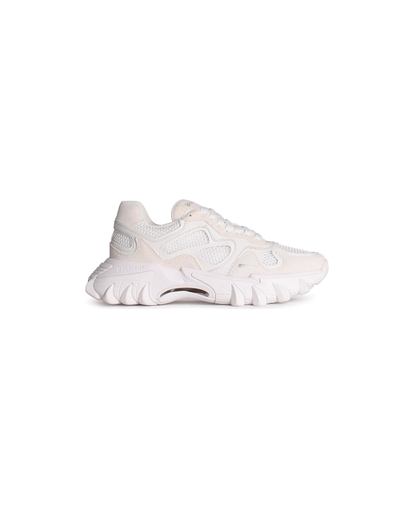 Balmain 
b-east
 White Leather Blend Sneakers - White