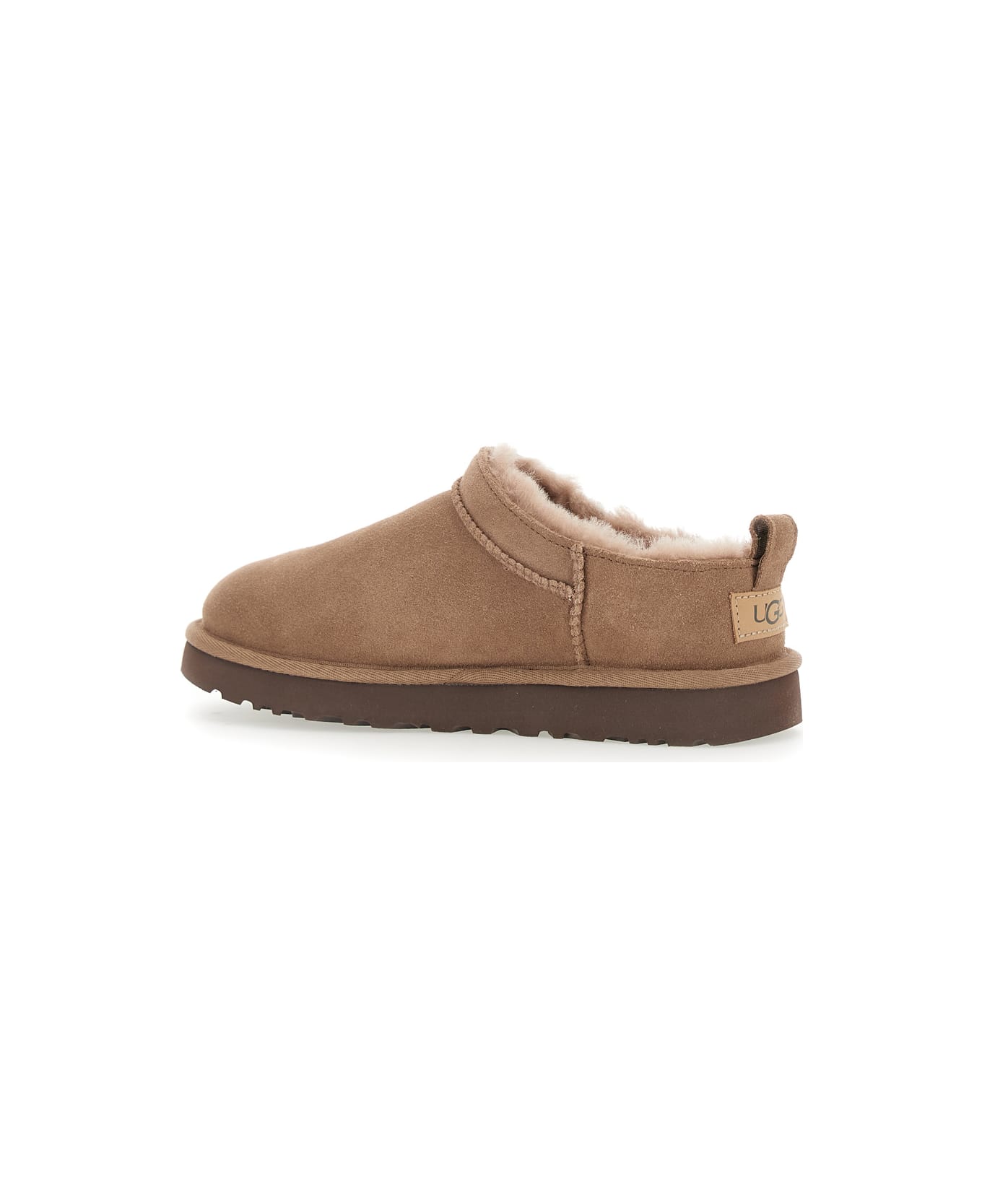 UGG Classic Micro Beige Ankle Boots With Logo Embossed In Suede Woman - Beige