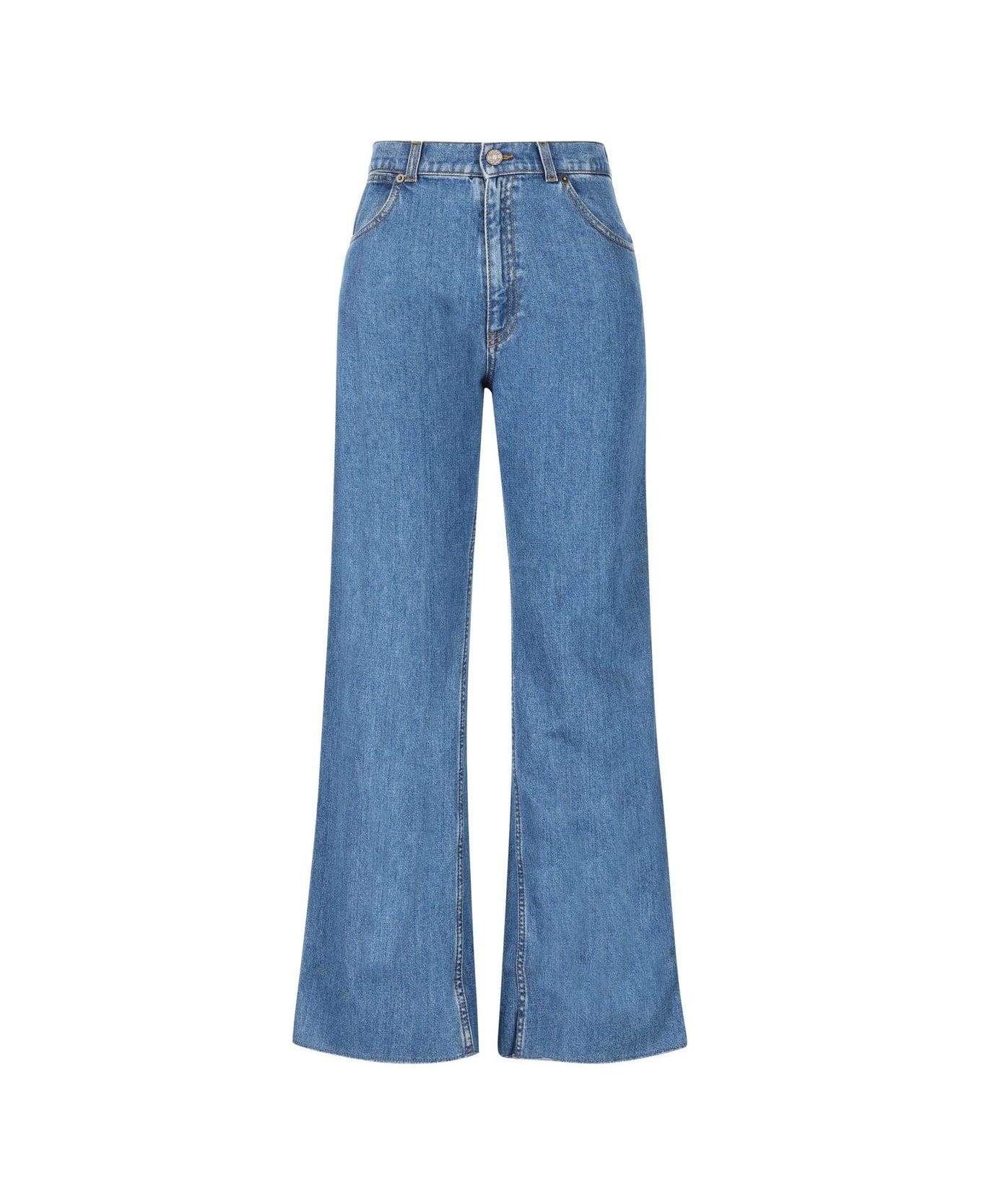 Gucci Logo Patch Flared Jeans - Blue
