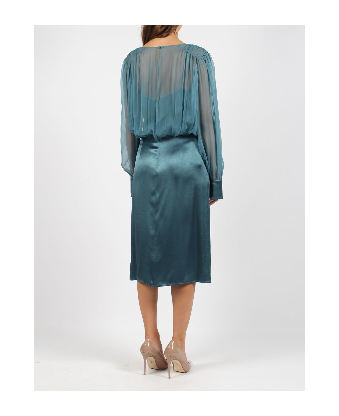Alberta Ferretti Silk Wrap Dress - Blue