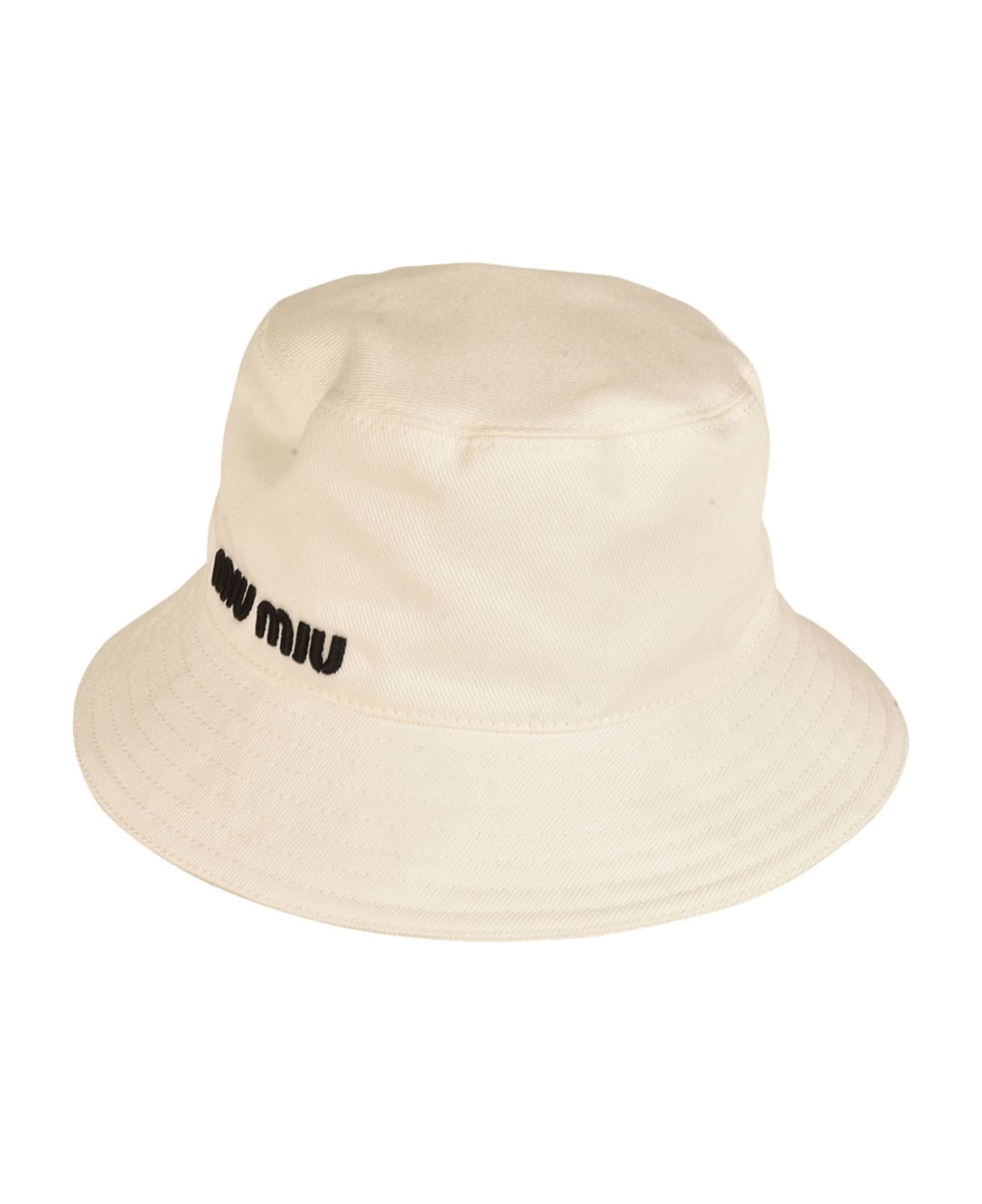 Miu Miu Logo Embroidered Bucket Hat - White/Black
