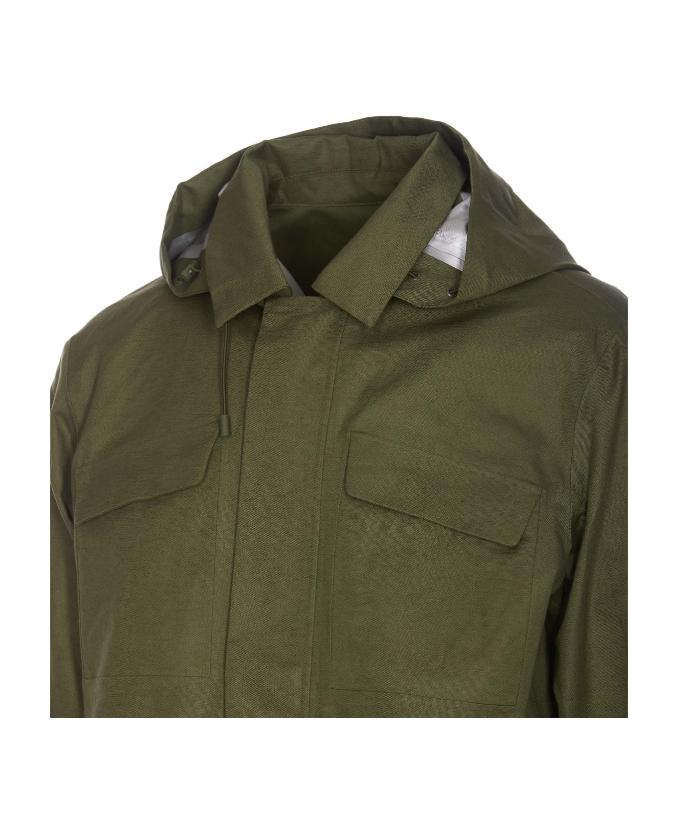 K-Way Erhal Linen Blend Jacket - Anr Green Cypress Silver