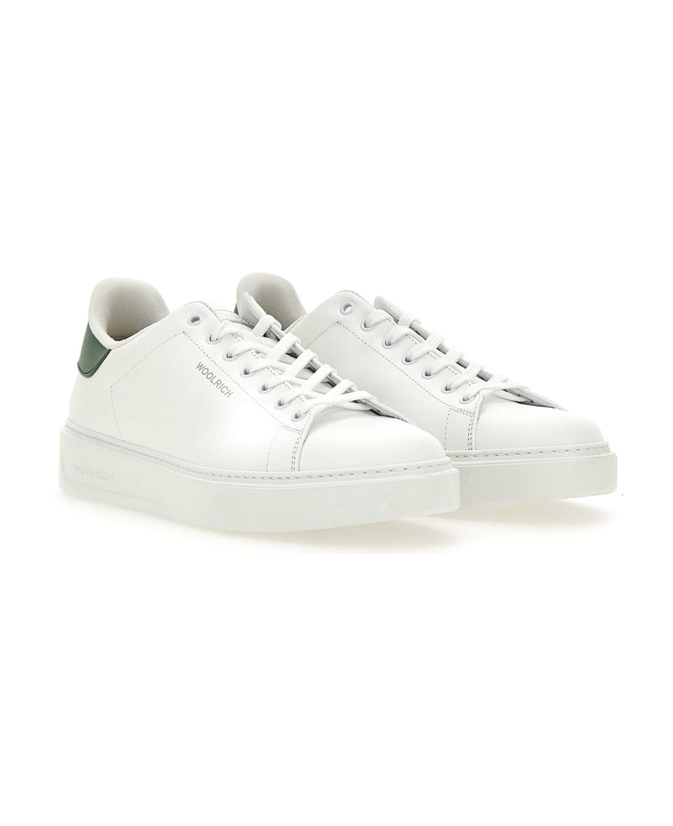 Woolrich Leather Sneakers - WHITE-GREEN スニーカー