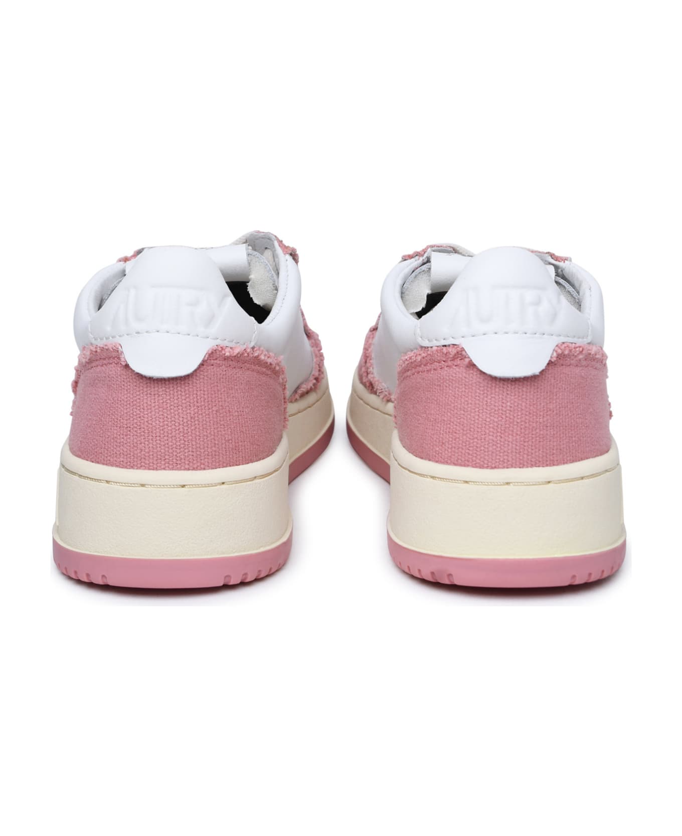 Autry 'medalist' Pink Leather And Canvas Sneakers - White/Lilac