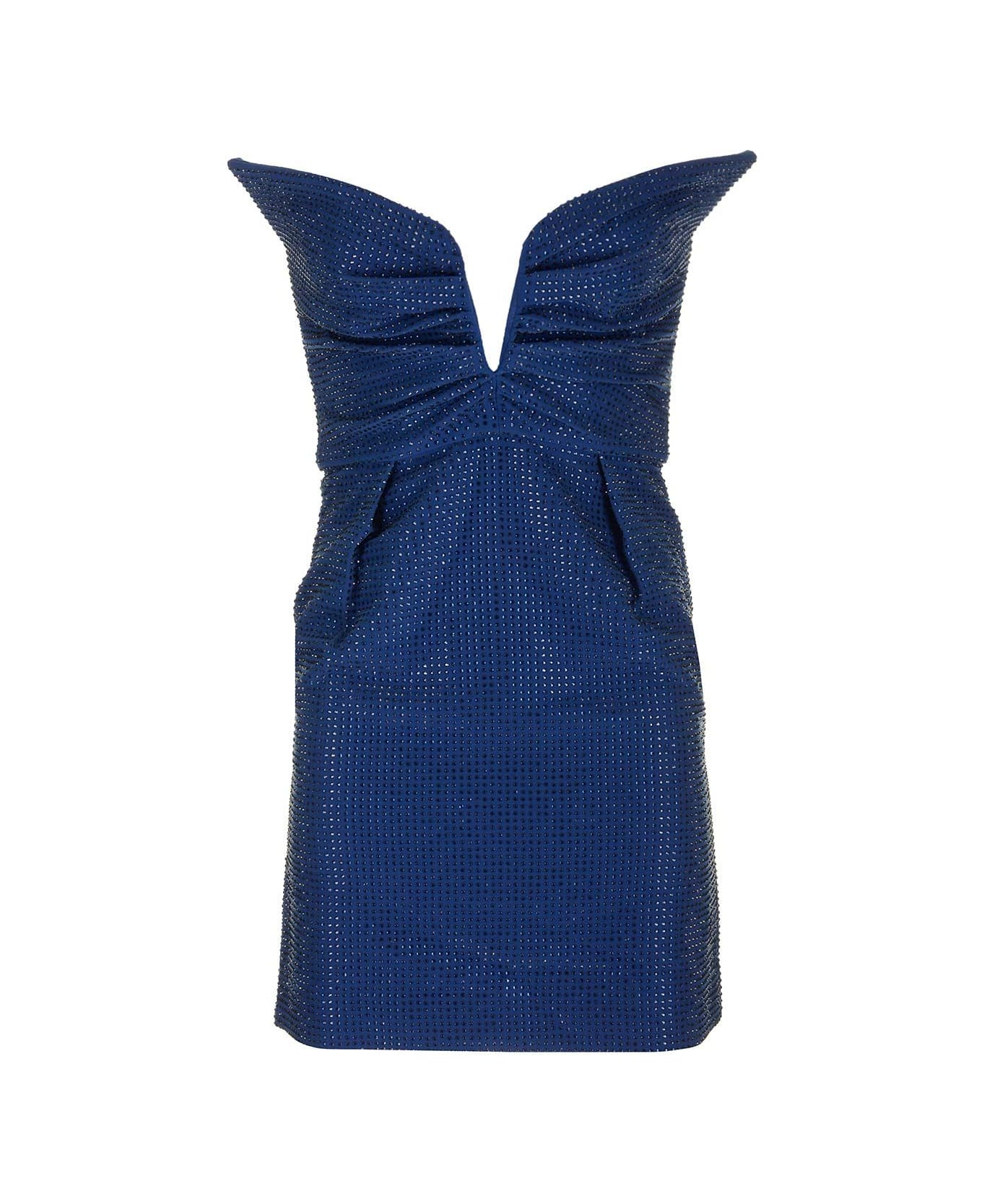 Roland Mouret "diamante" Strapless Mini Dress - Blue