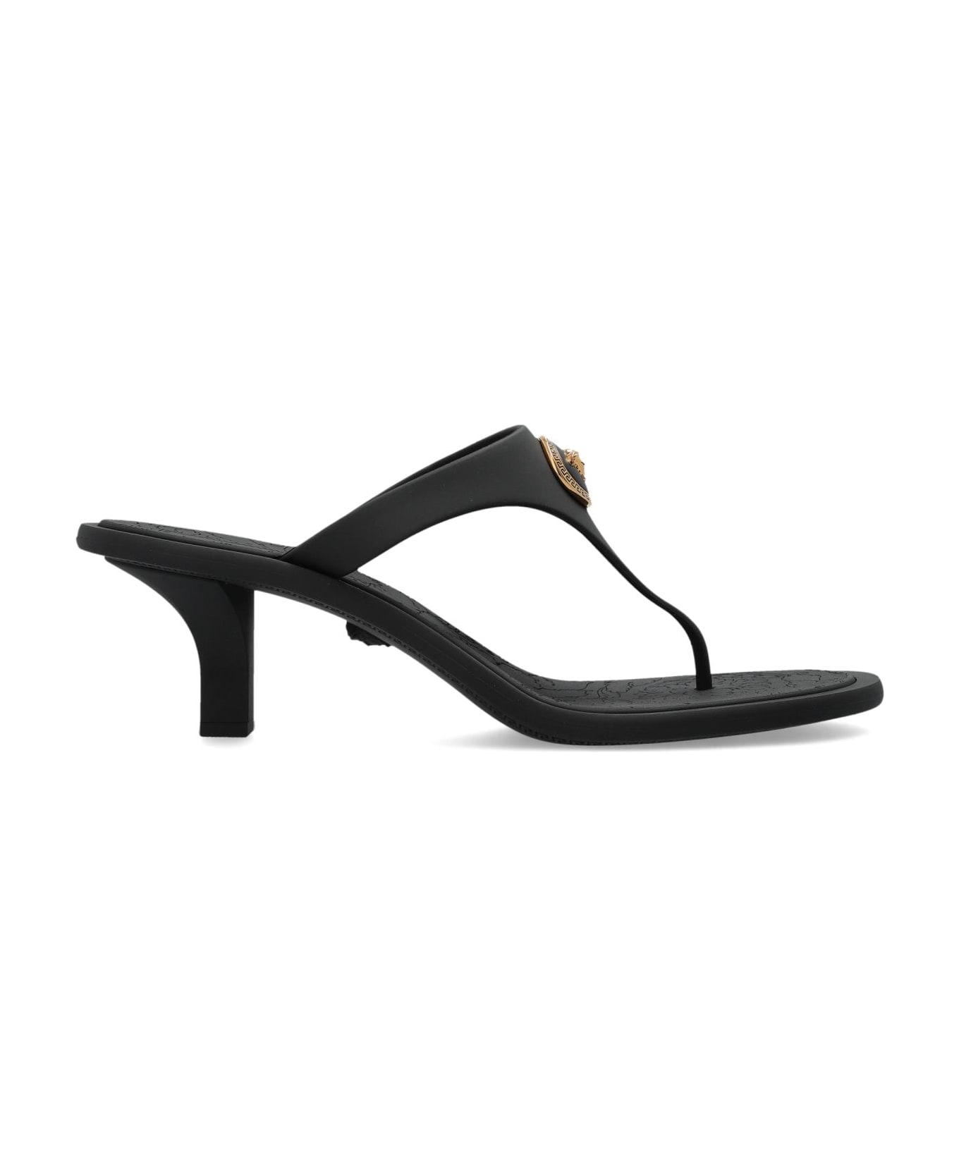 Versace Heeled Flip-flops - BLACK/GOLD