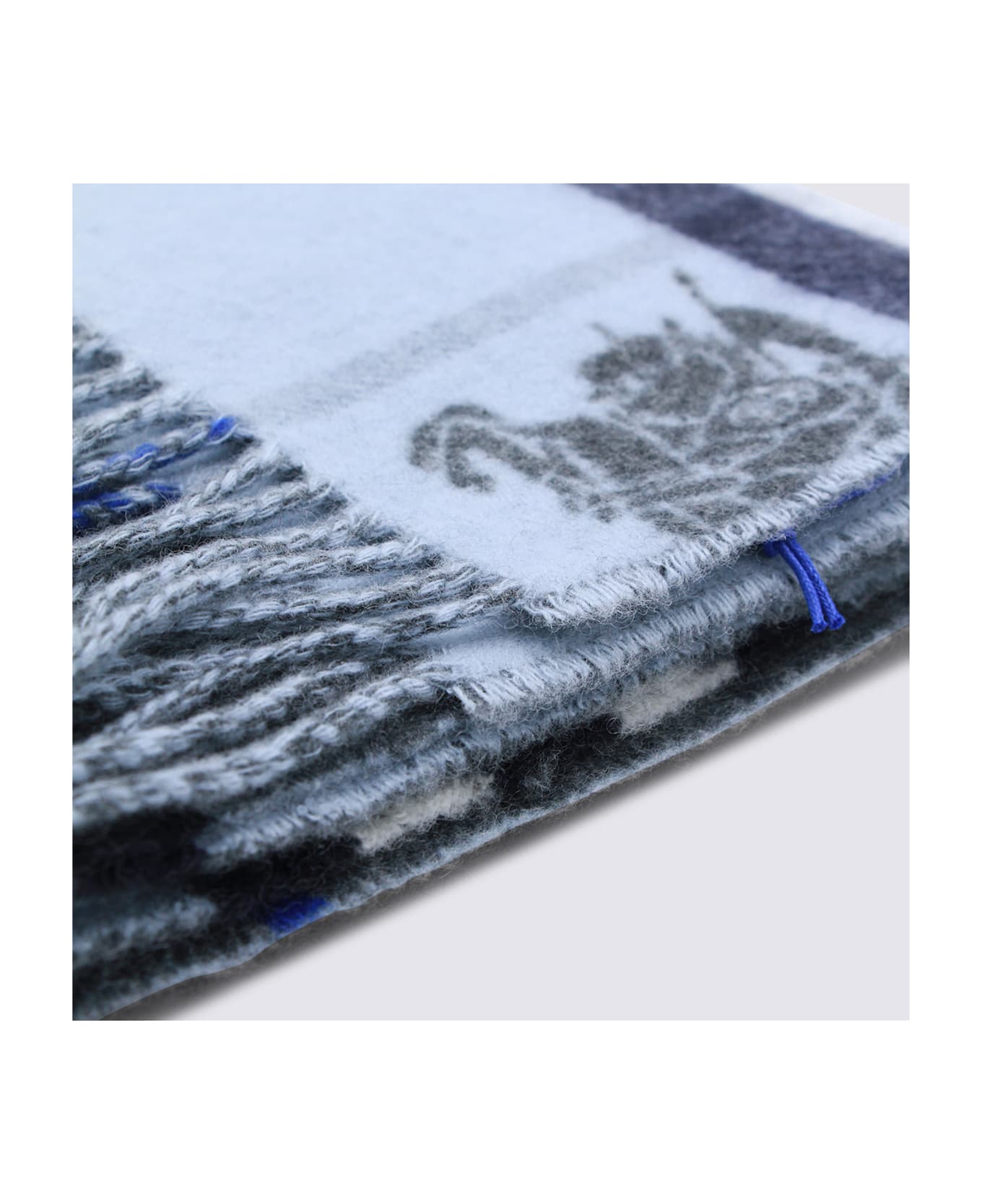 Burberry Blue Cashmere Scarf - MARLBOROUGH/BANK