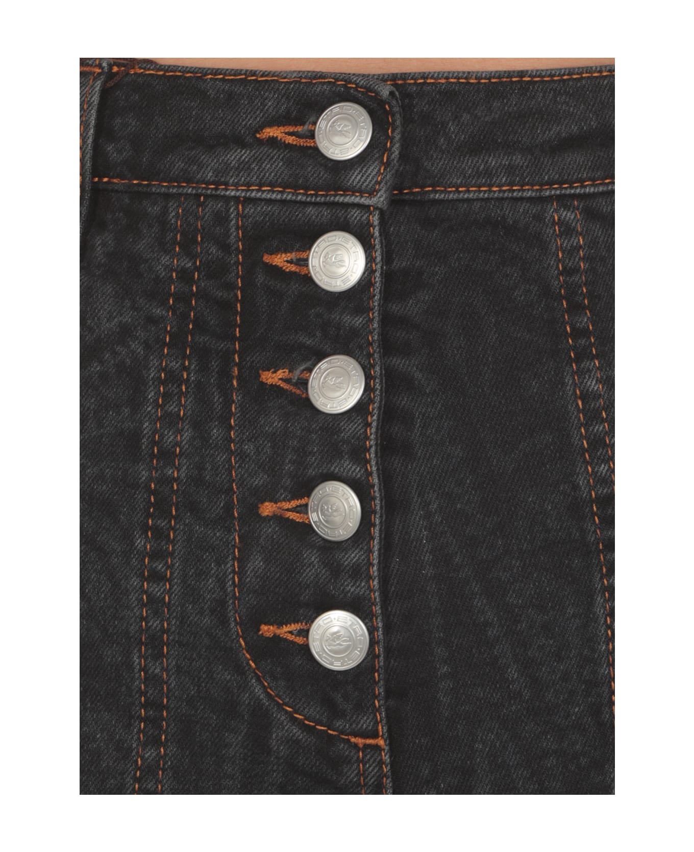 Etro Jeans With Foliage Pockets - Black