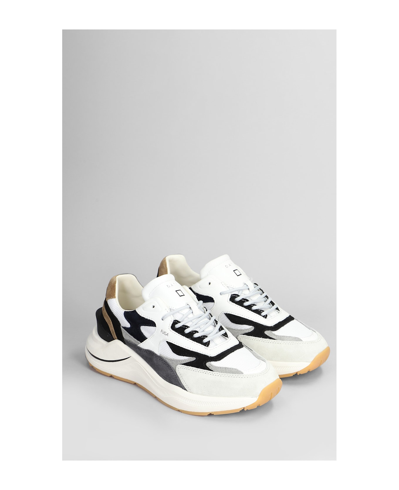 D.A.T.E. Fuga Sneakers In White Suede And Fabric - white