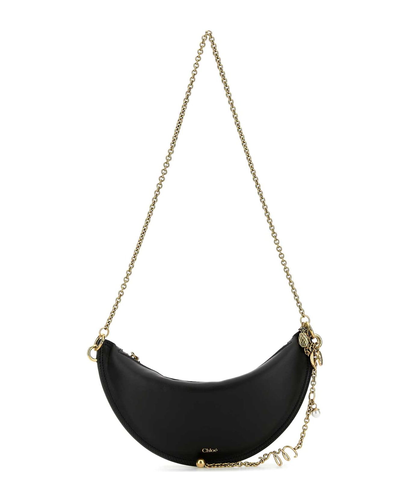 Chloé Black Leather Mini Halfmoon Shoulder Bag - Black トートバッグ