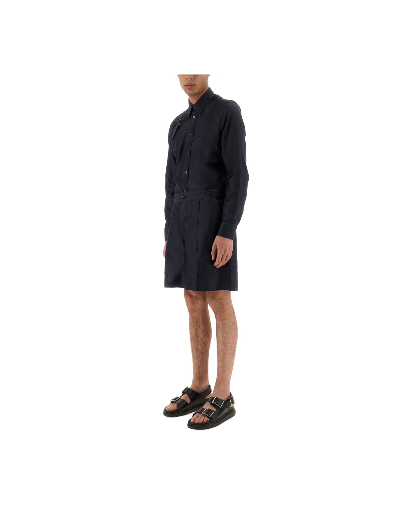 Alexander McQueen Short In Denim - Indigo