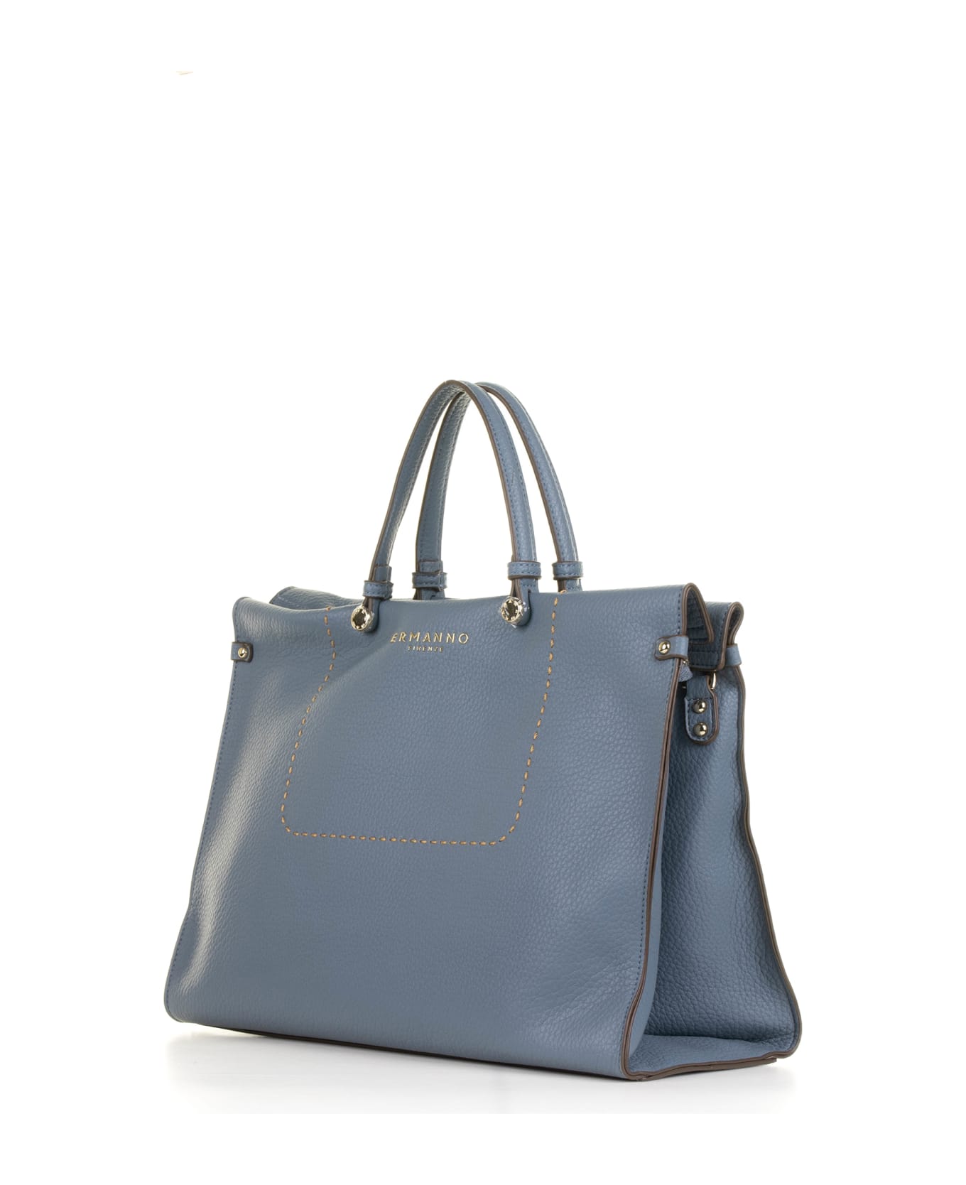Ermanno Scervino Petra Light Blue Shopping Bag In Textured Eco-leather - AZZURRO