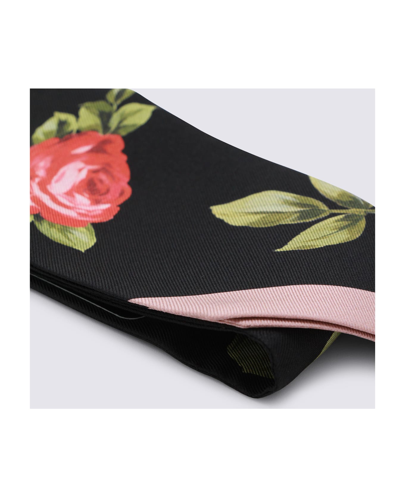 Dolce & Gabbana Black And Pink Silk Scarf - ROSE F.DO ROSA