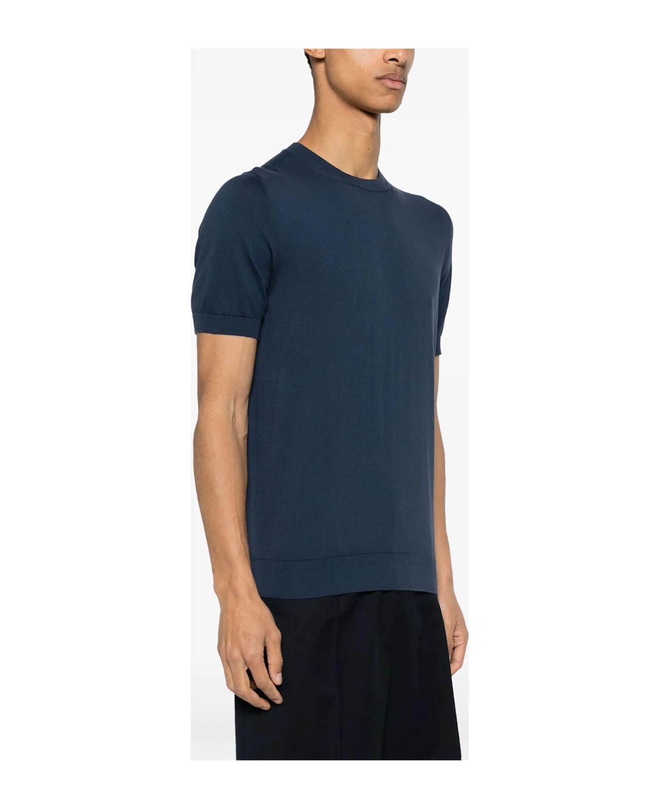 Fedeli Blue Cotton T-shirt - BLUE