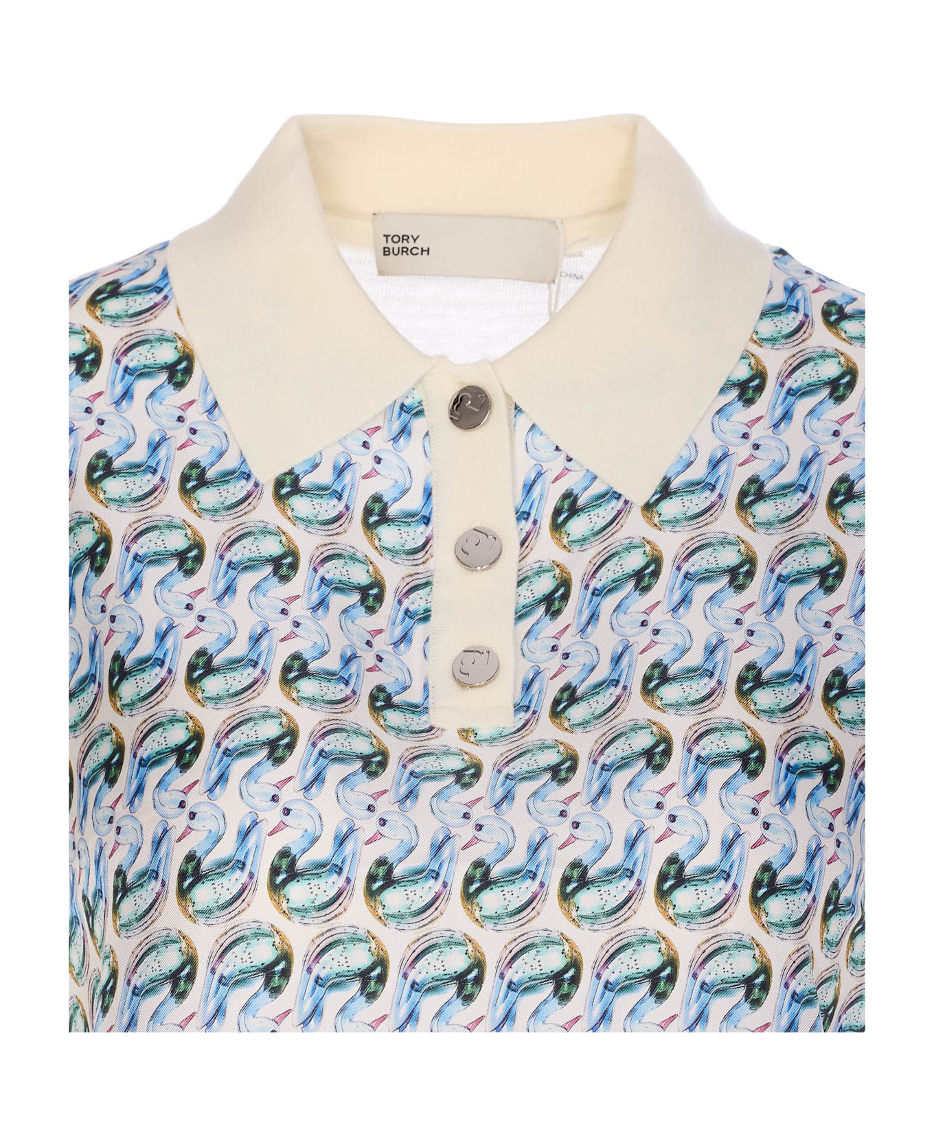 Tory Burch Polo - New Ivory / Blue Lucky Duck