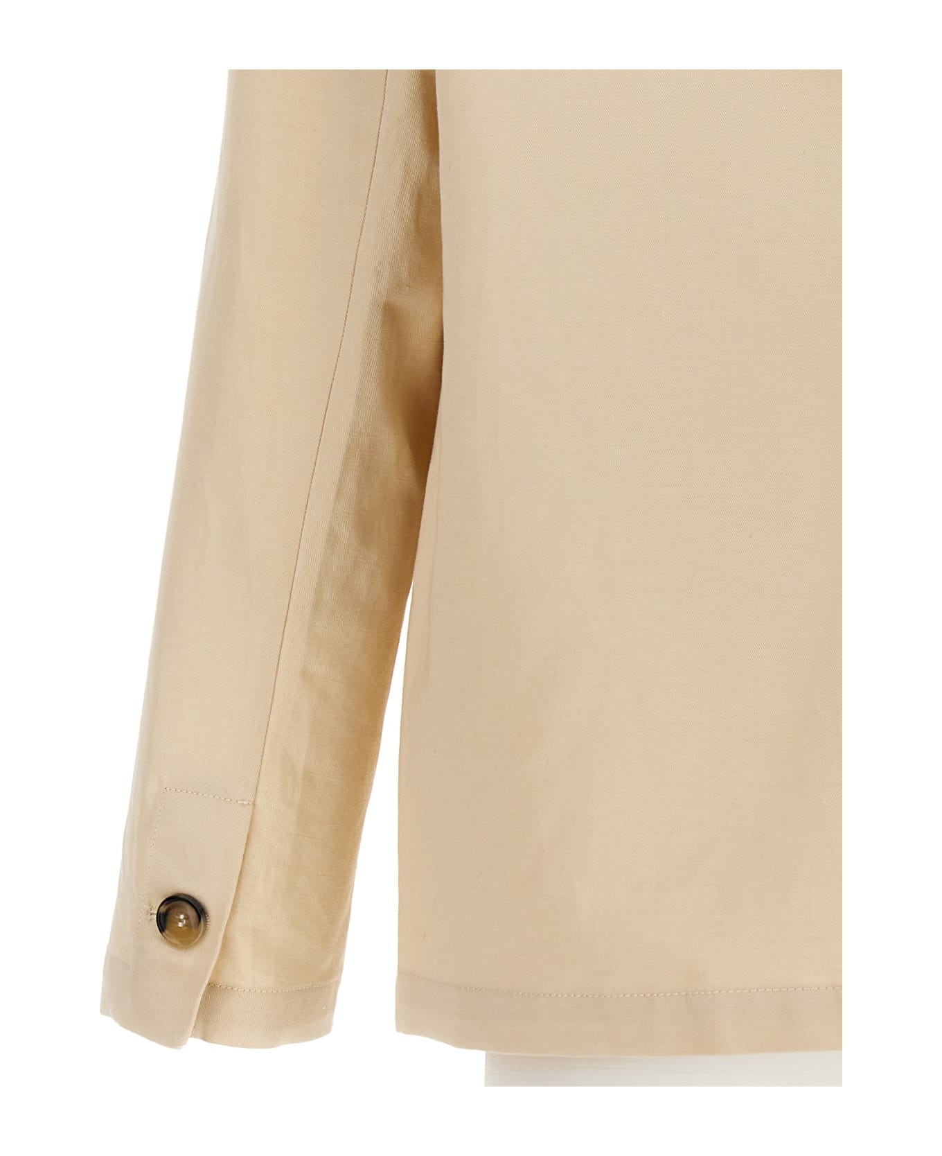 PT01 Single Breast Cotton Linen Jacket - White