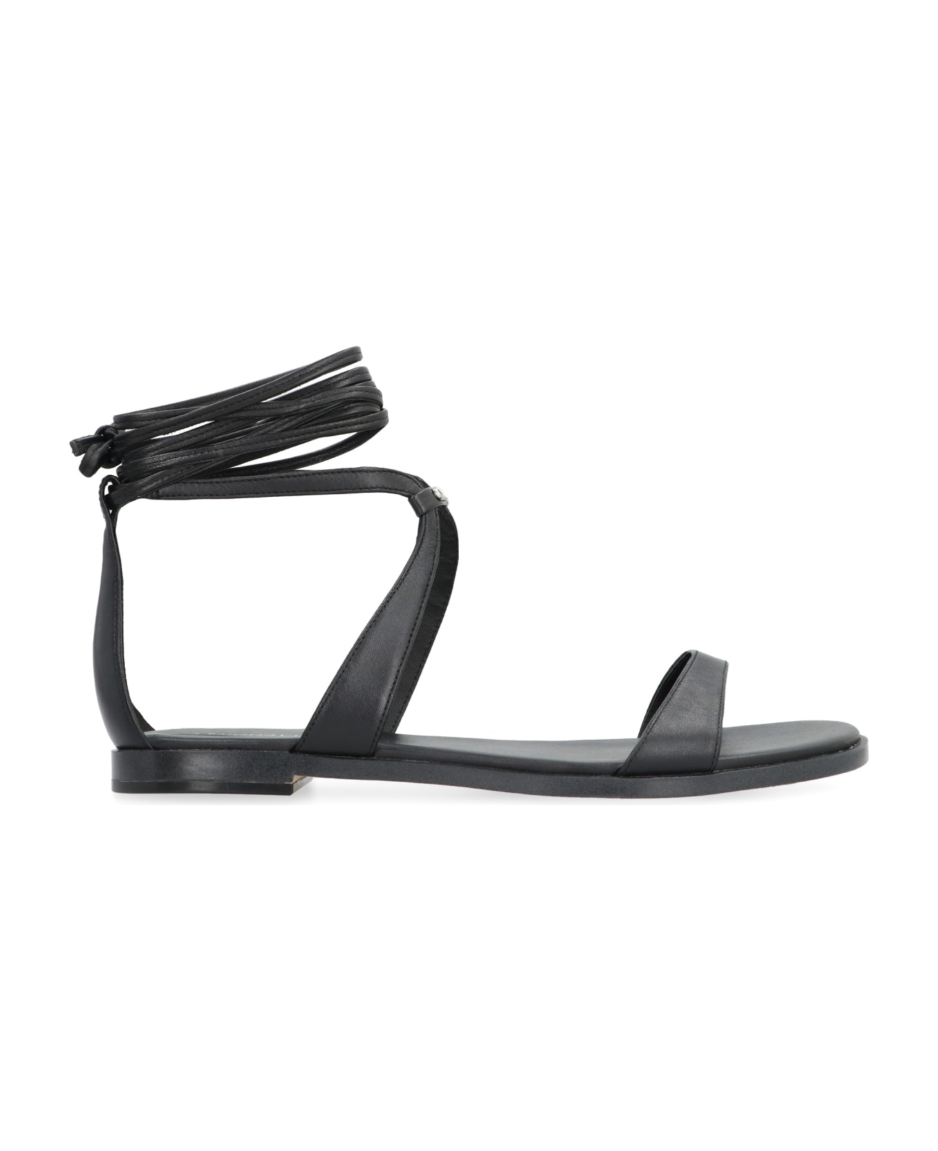 Michael Kors Amara Leather Flat Sandals - black