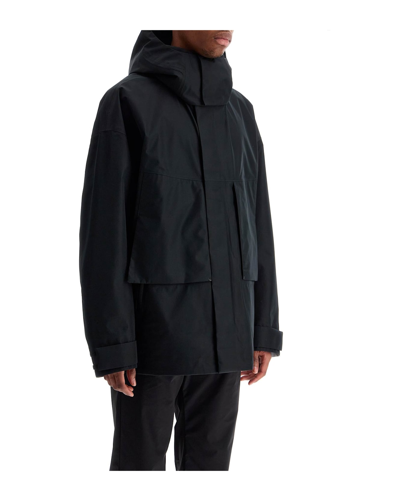 Herno Short Black Waterproof Jacket For Men In Polyester With Hood - Black