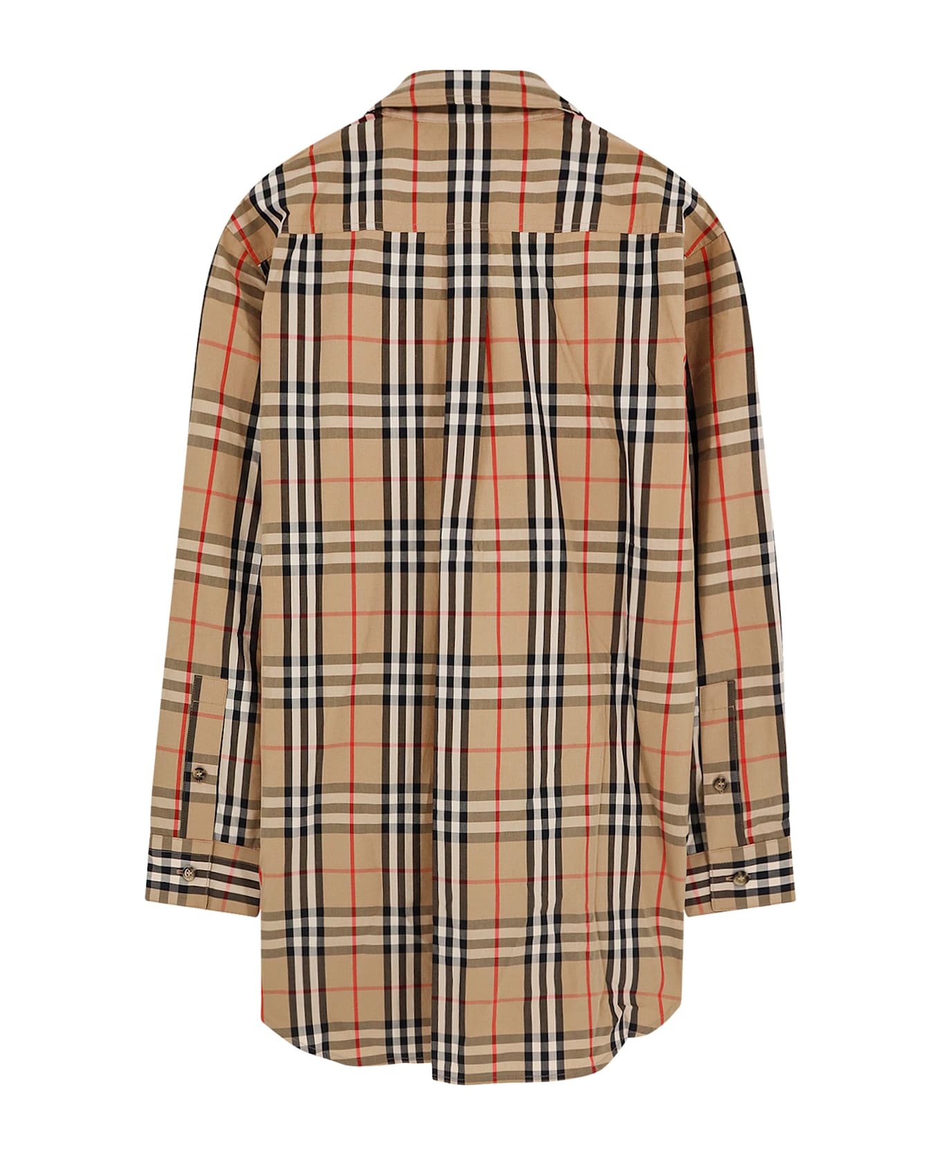Burberry Cotton Shirt With Check Print - Beige