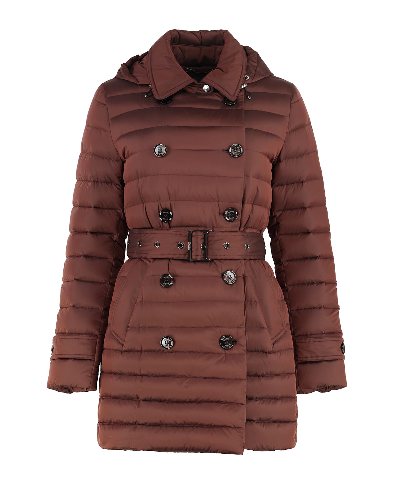Moorer Danuja Hooded Nylon Down Jacket - Burgundy
