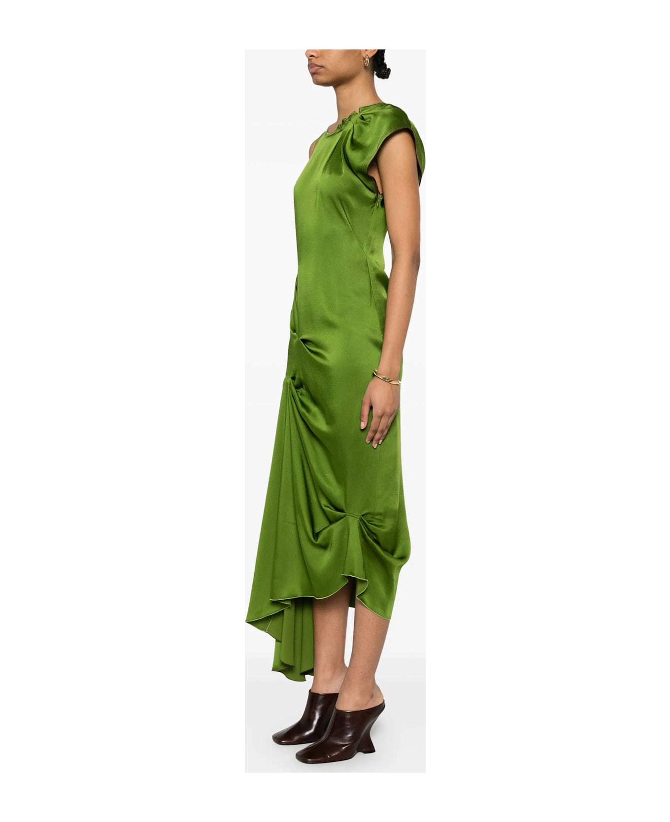 Victoria Beckham Draped Pleat Midi Dress - Algae