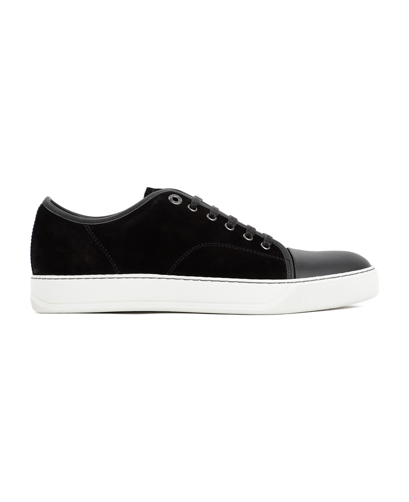 Lanvin Suede And Nappa Captoe Low To Sneakers - Black