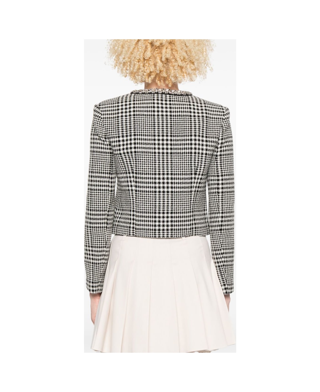 self-portrait Wool Blend Checked Jacket - Black